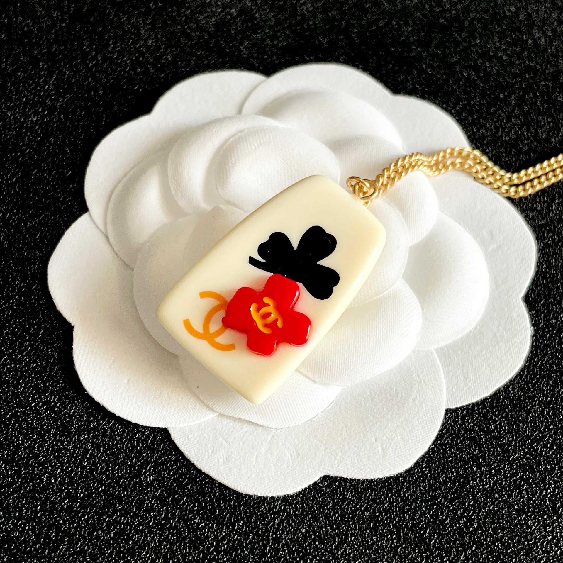 Chanel Floral Enamel Pendant Necklace