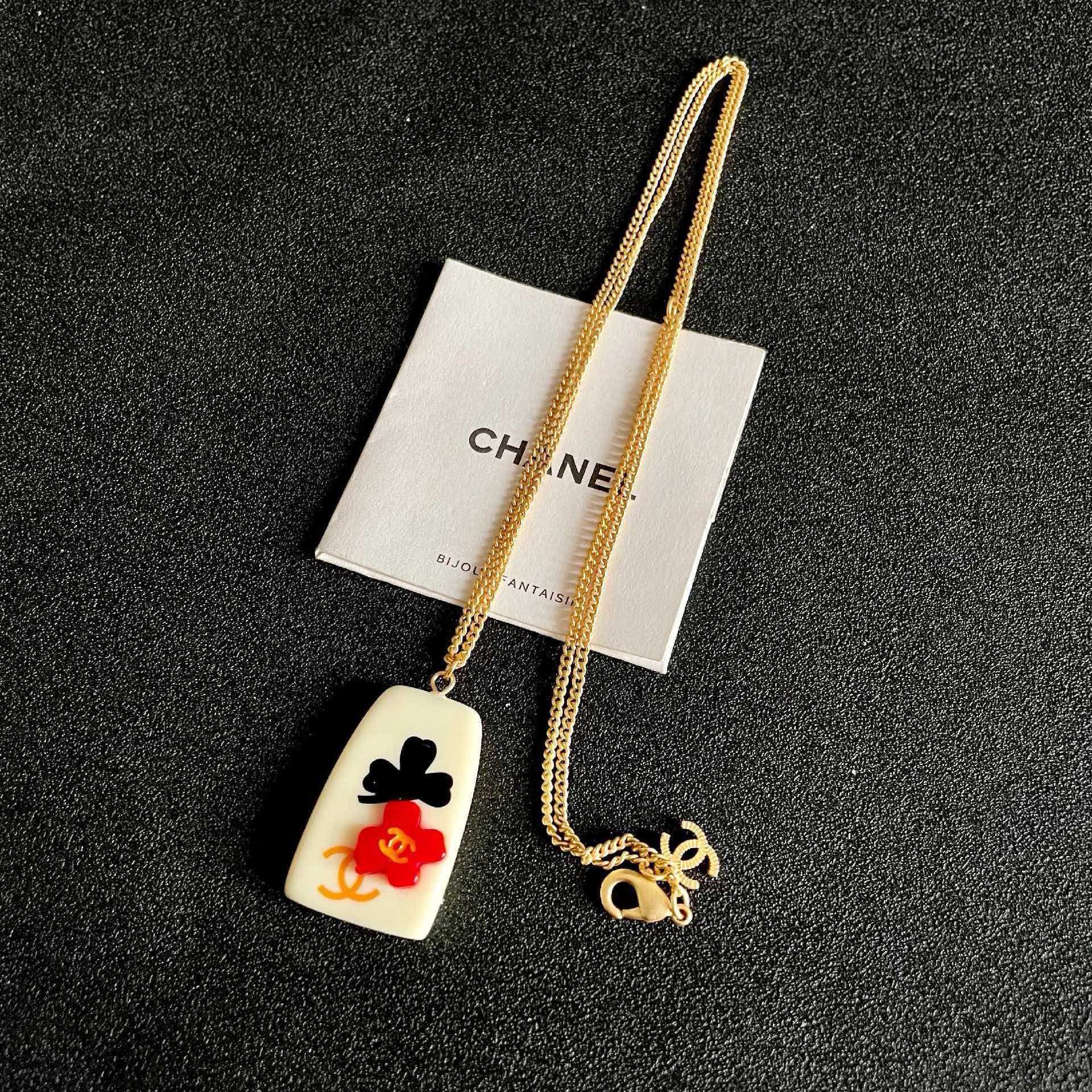 Chanel Floral Enamel Pendant Necklace