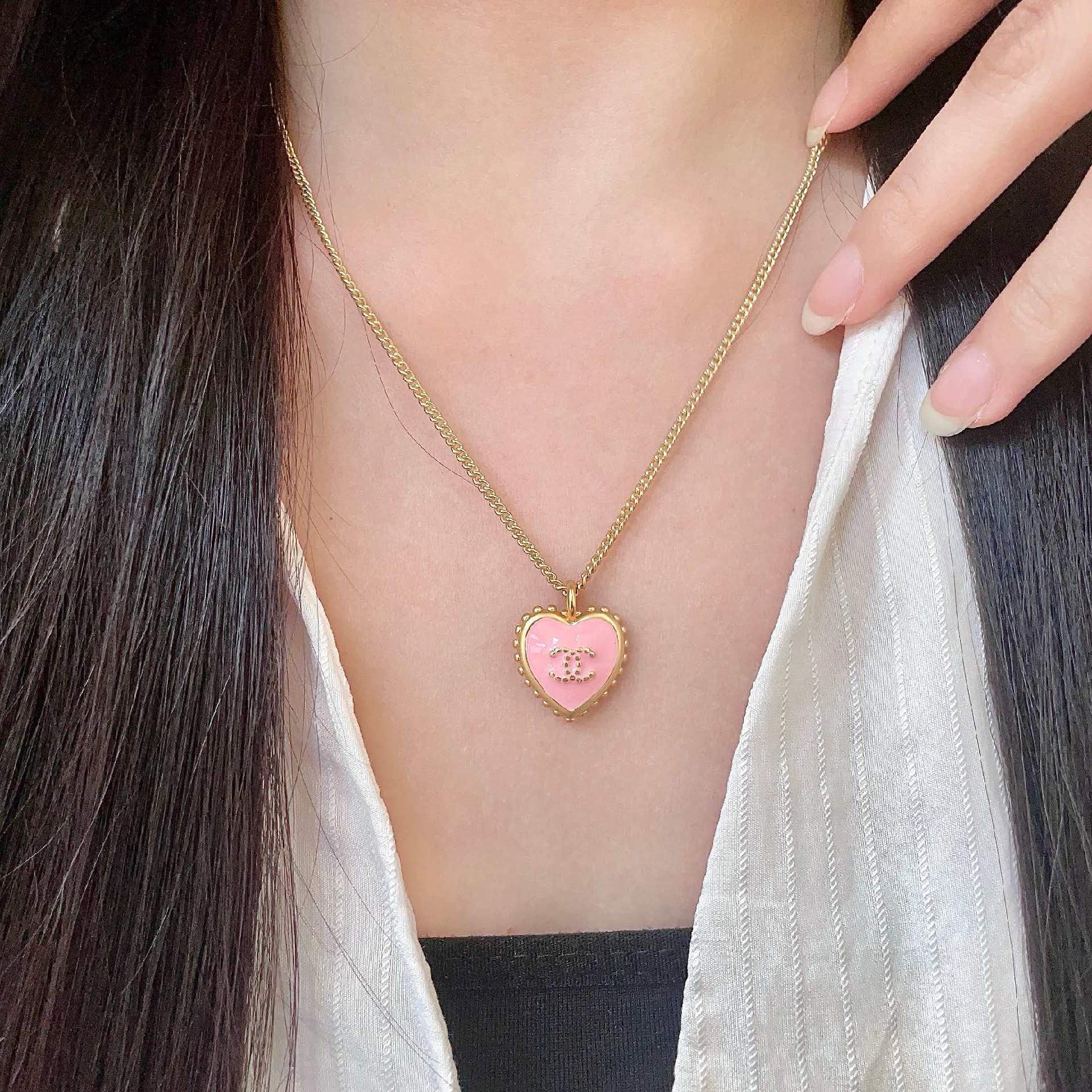 Chanel Pink Heart Pendant Necklace
