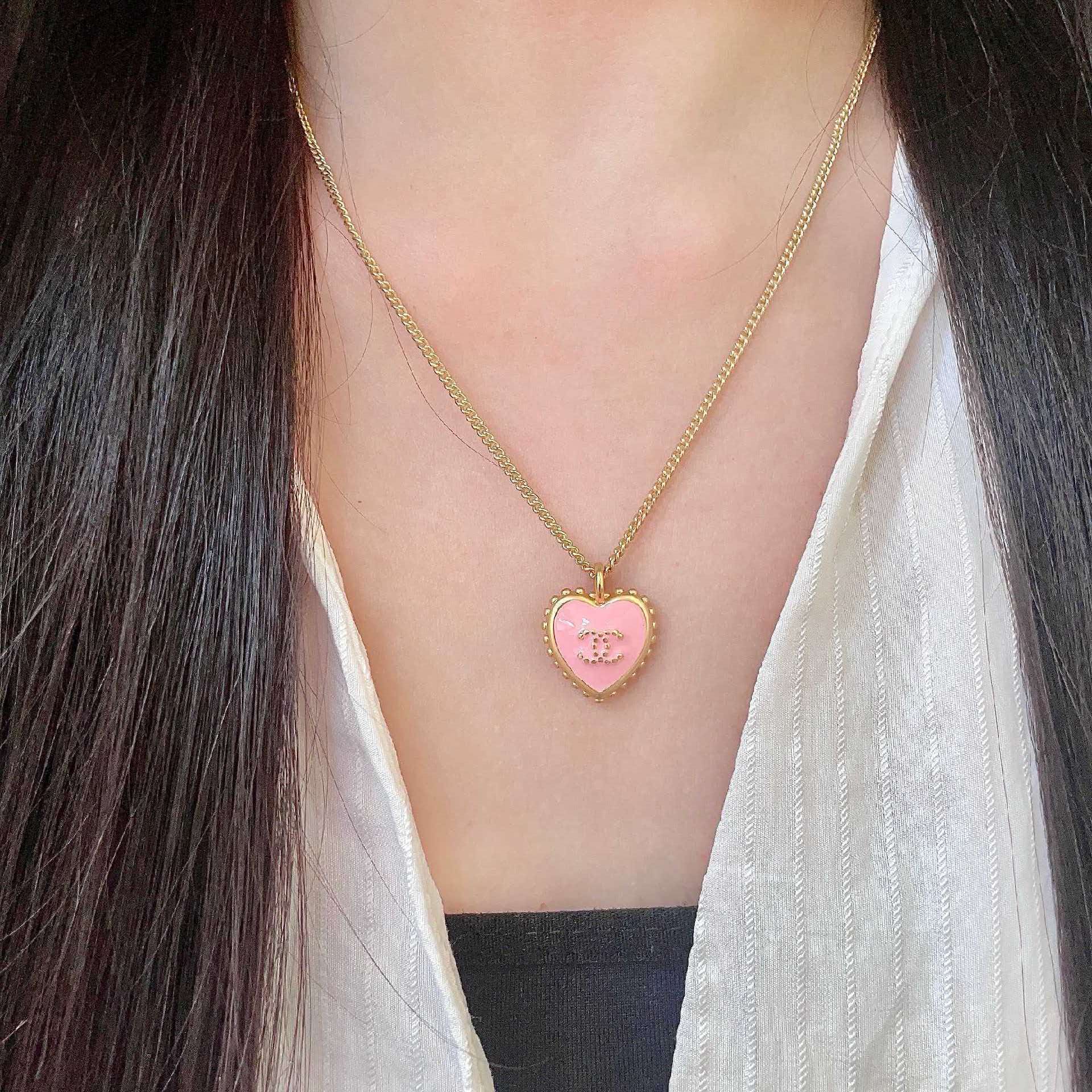 Chanel Pink Heart Pendant Necklace