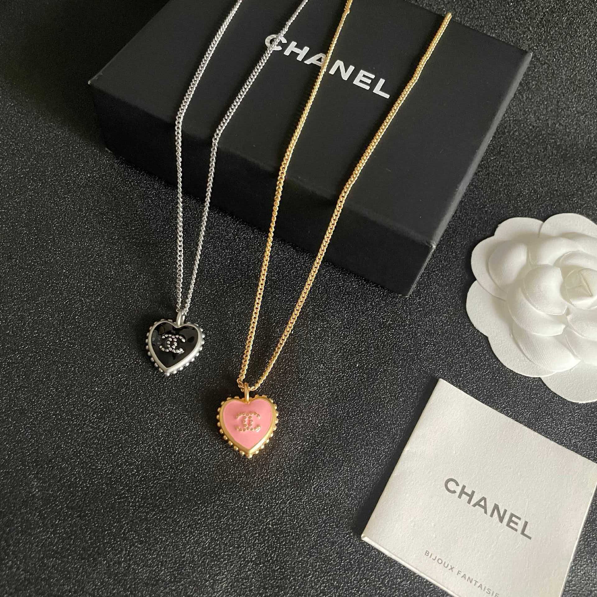 Chanel Pink Heart Pendant Necklace