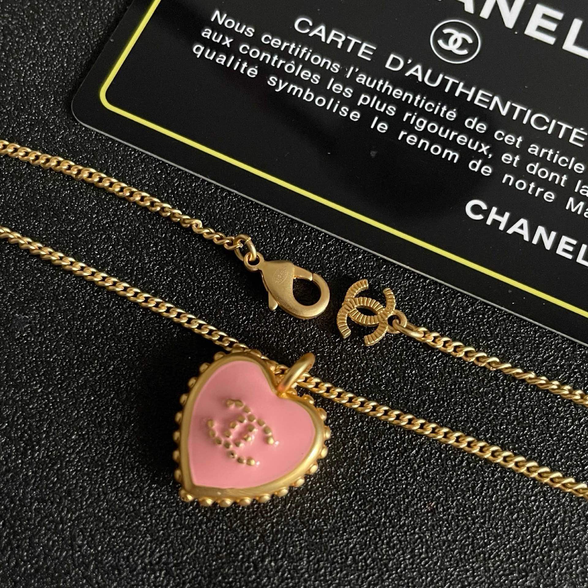 Chanel Pink Heart Pendant Necklace