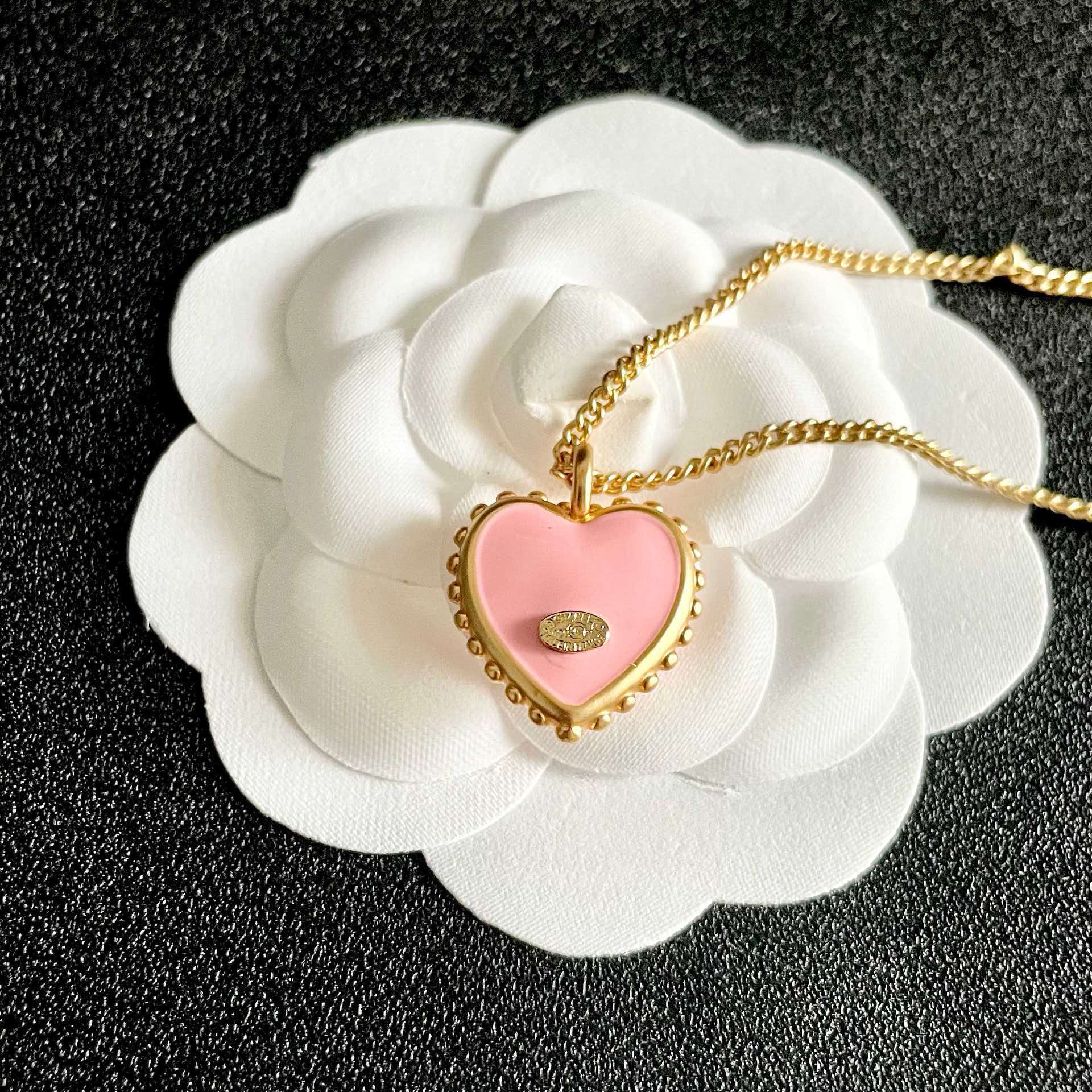 Chanel Pink Heart Pendant Necklace