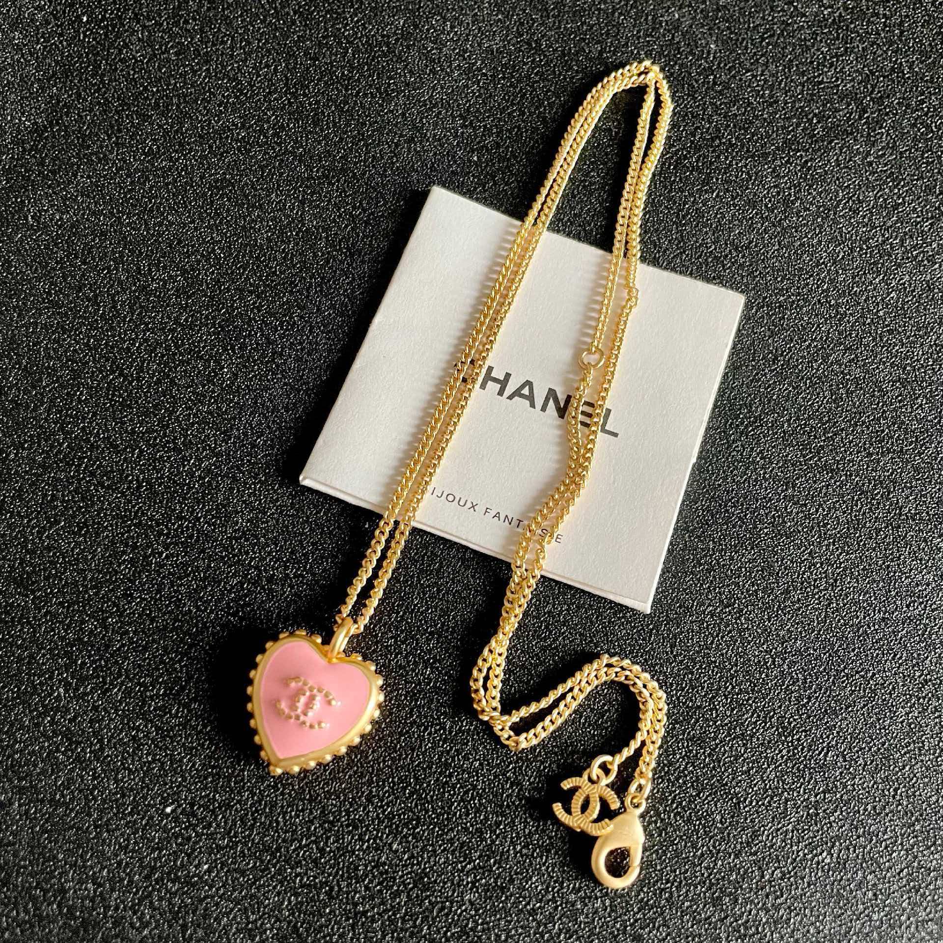Chanel Pink Heart Pendant Necklace