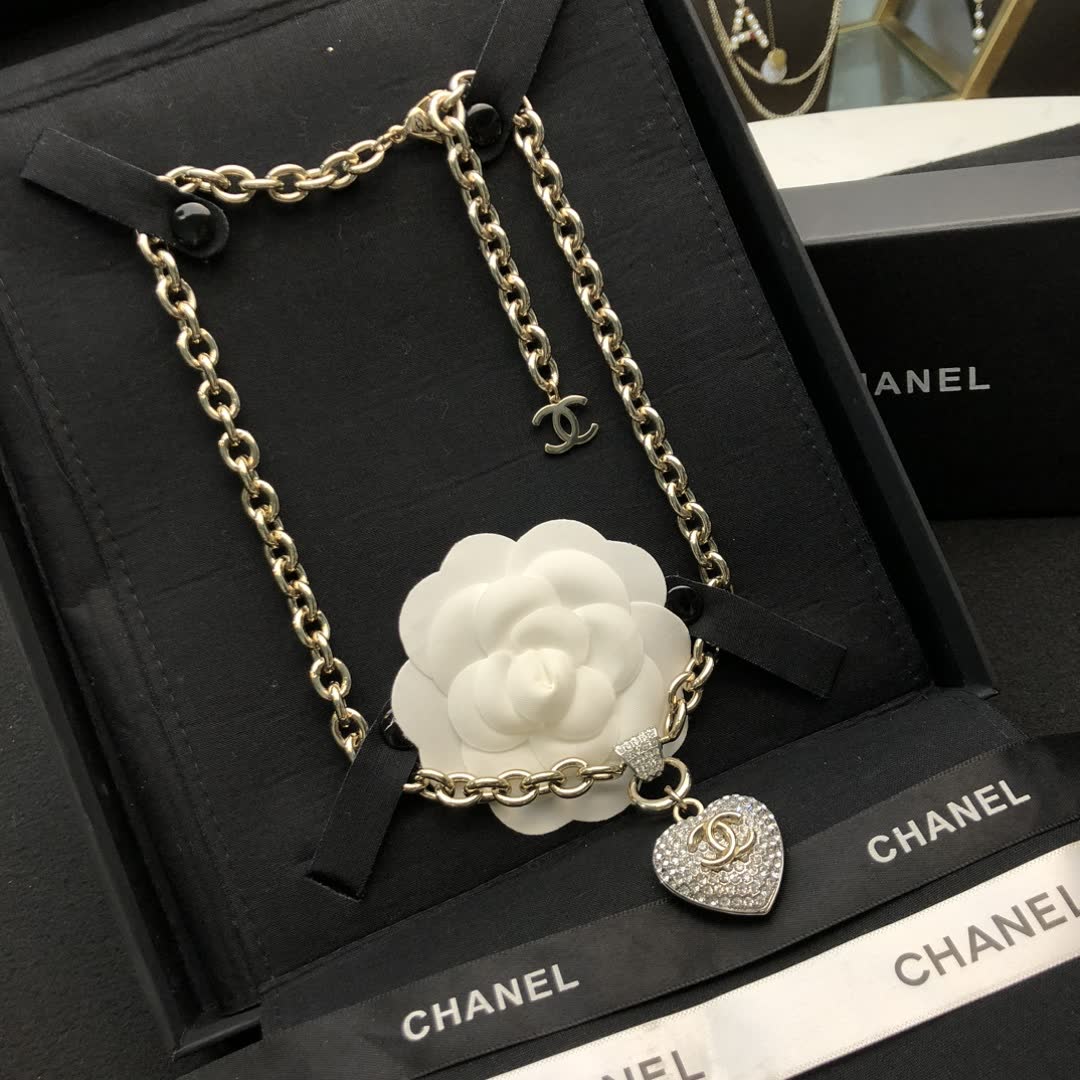 Chanel Heart Shaped Diamond Necklace