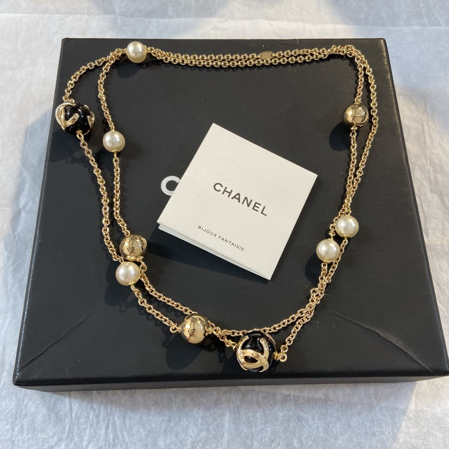 Chanel Double Chain Pearl Necklace