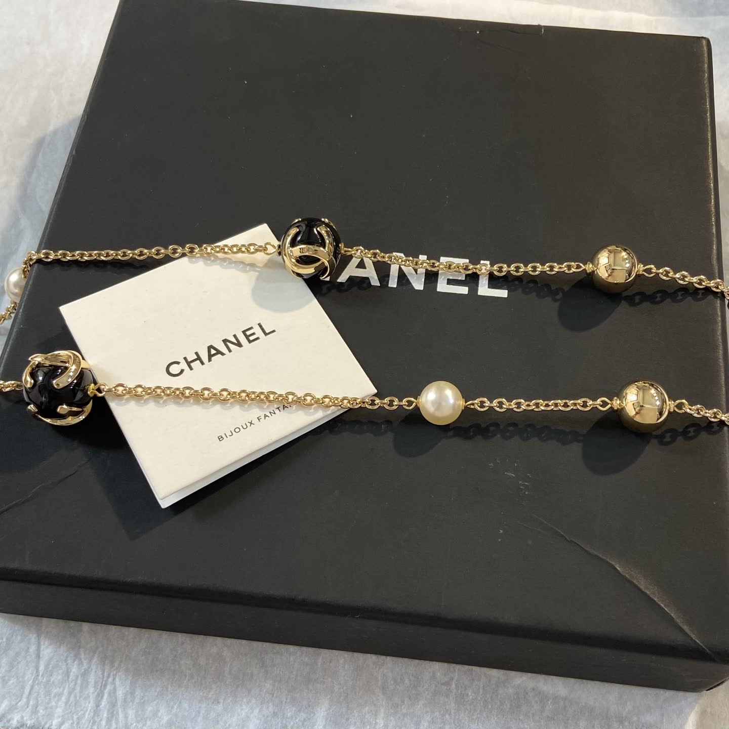 Chanel Double Chain Pearl Necklace