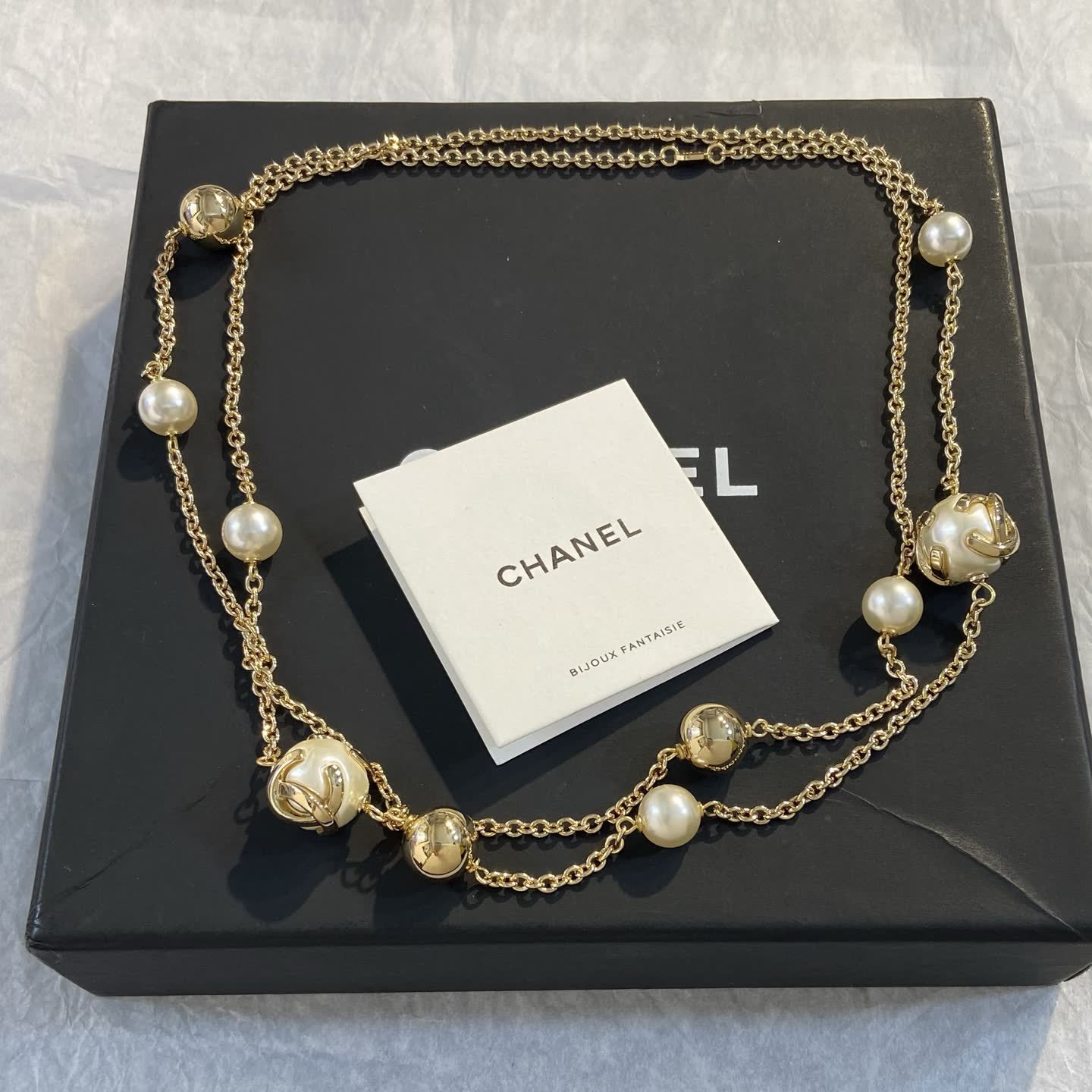 Chanel Pearl and Gold Chain Necklace