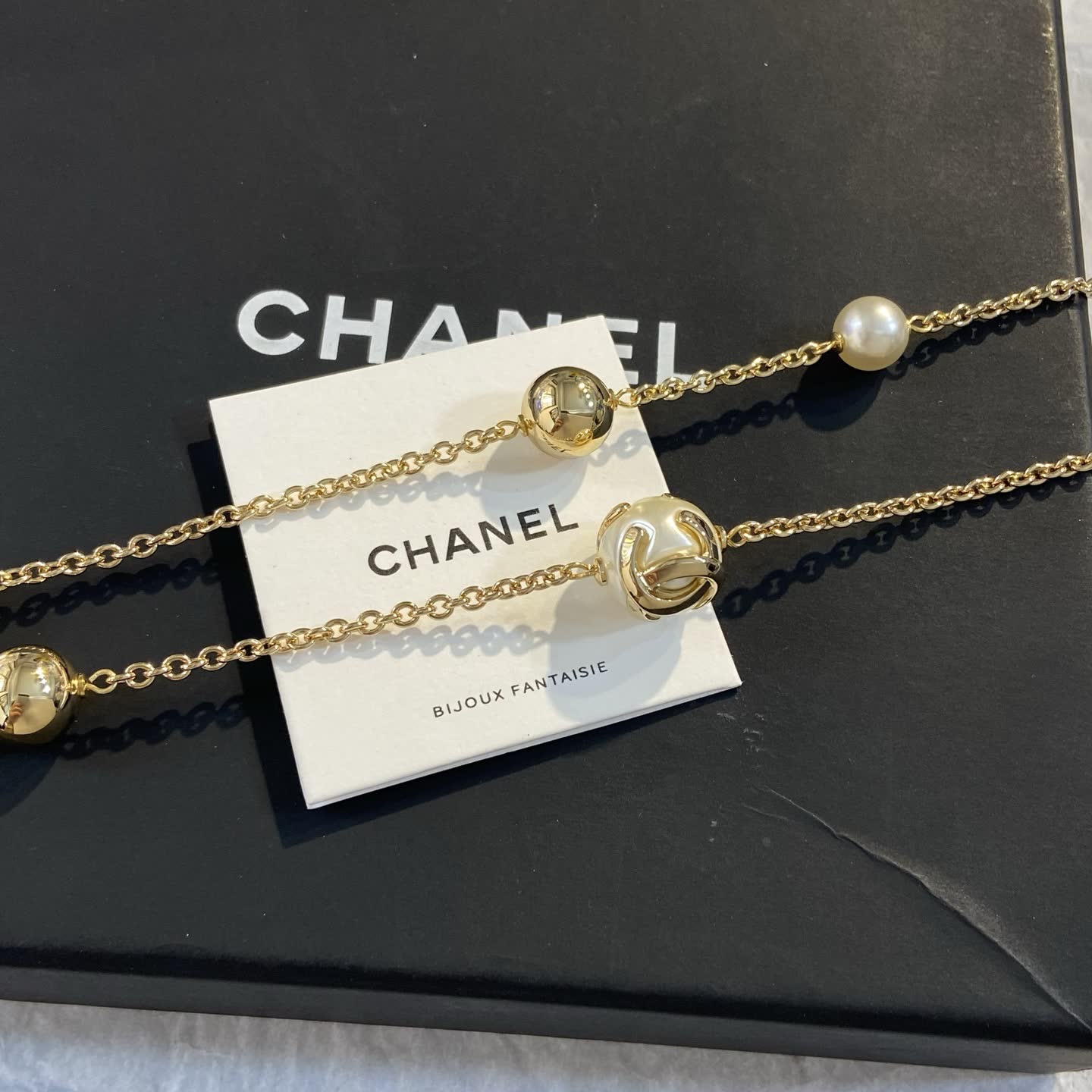 Chanel Pearl and Gold Chain Necklace
