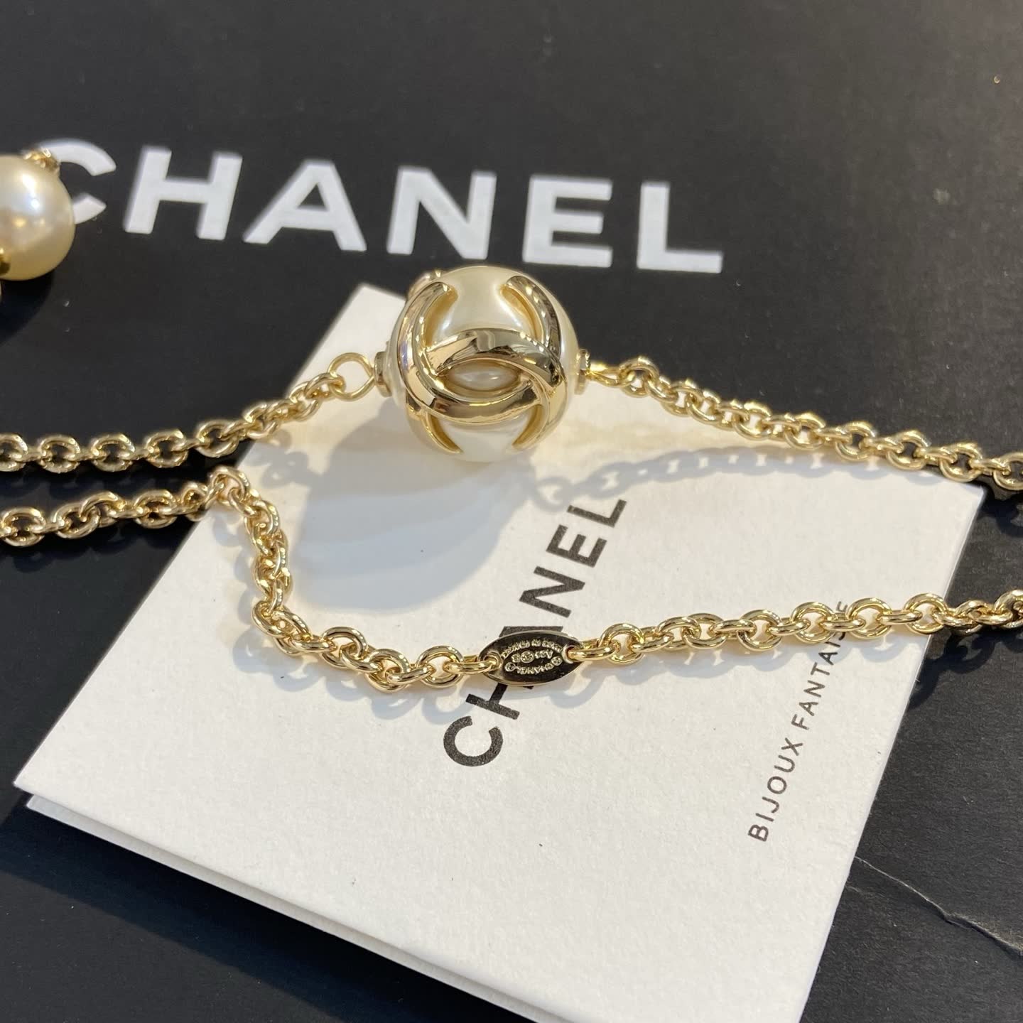 Chanel Pearl and Gold Chain Necklace