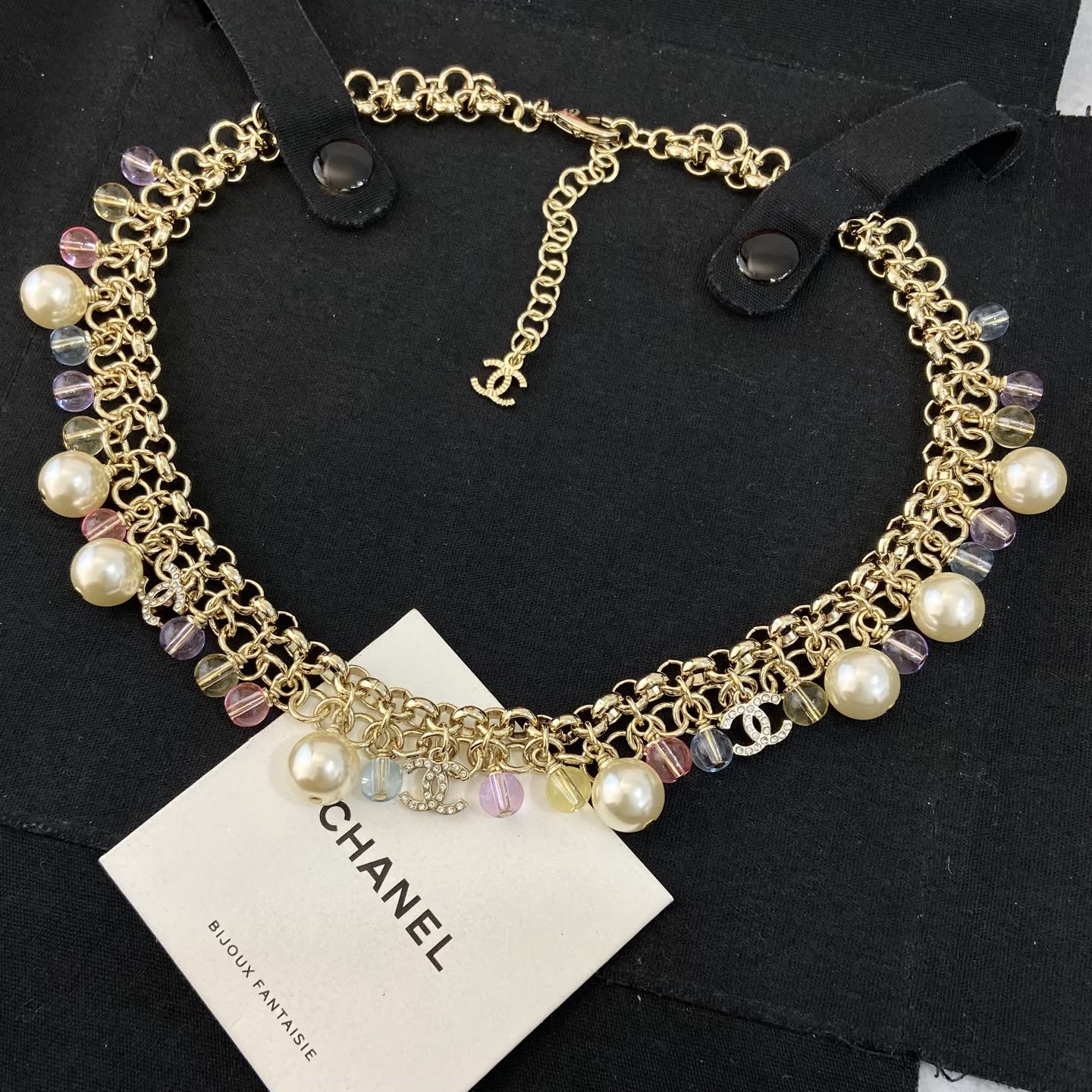 Chanel Multicolored Pearl and Crystal Necklace