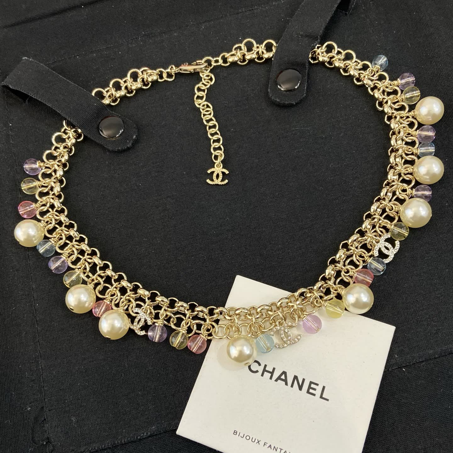 Chanel Multicolored Pearl and Crystal Necklace
