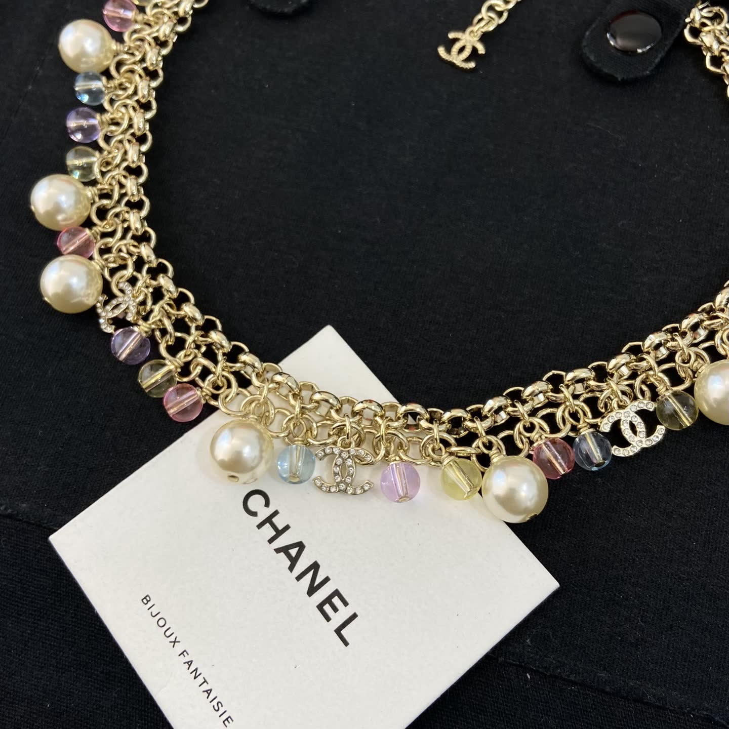 Chanel Multicolored Pearl and Crystal Necklace