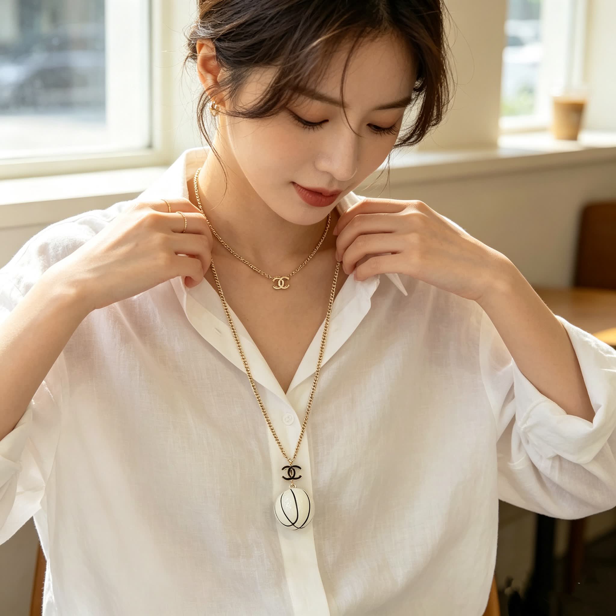 Chanel Tennis Ball Pendant Necklace