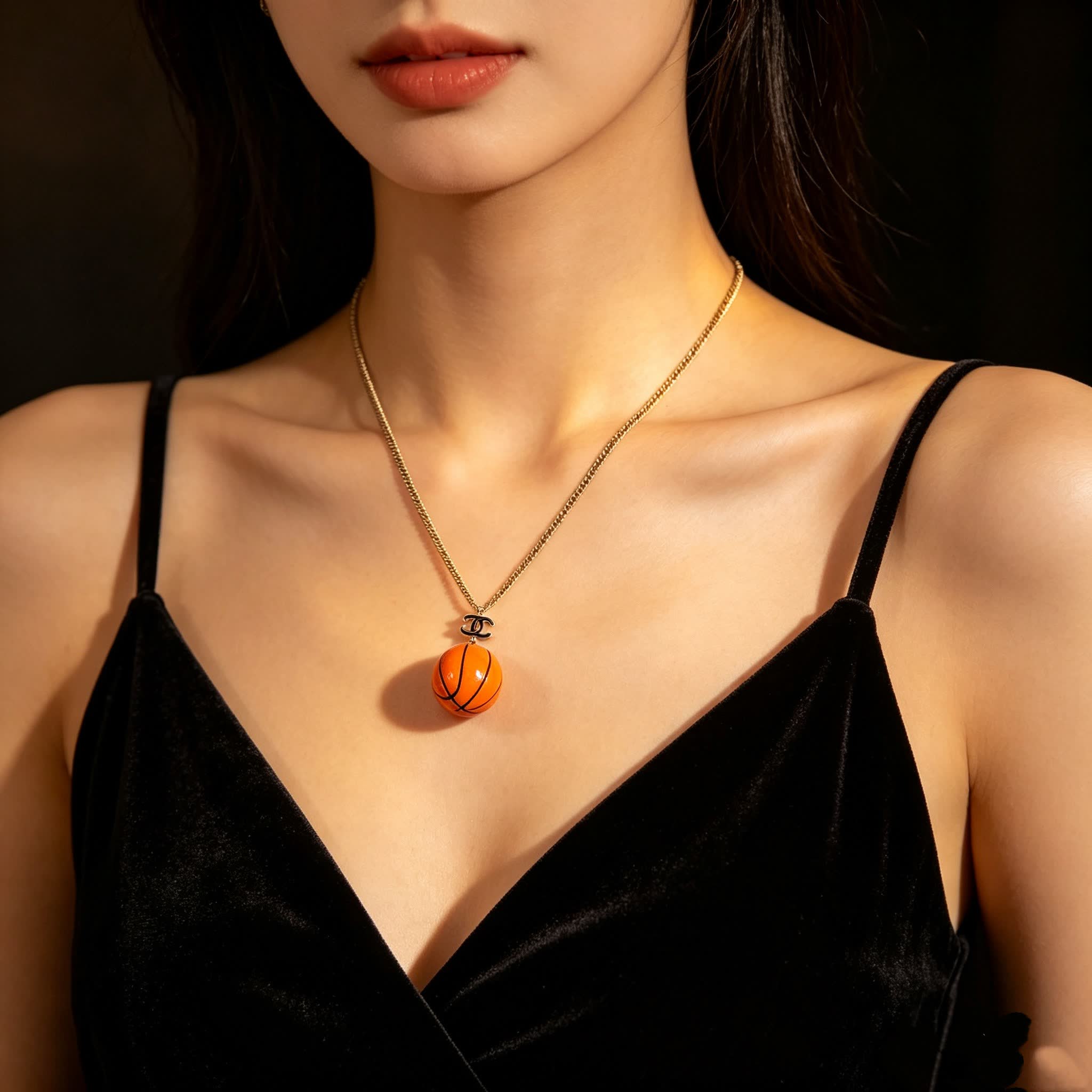 Chanel Basketball Pendant Necklace
