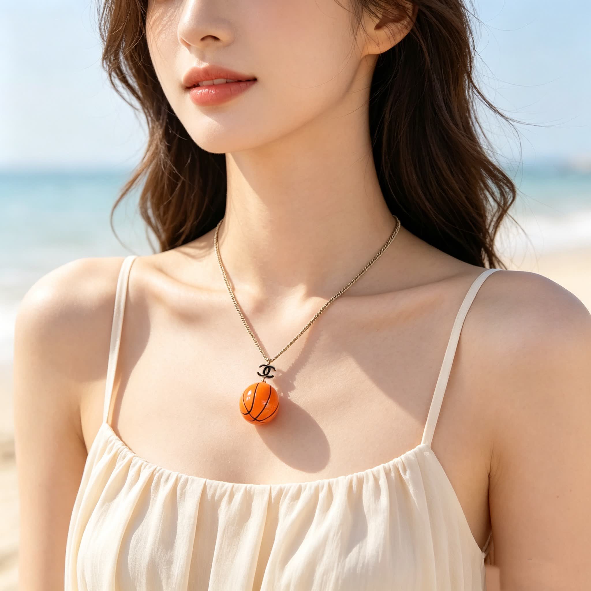 Chanel Basketball Pendant Necklace