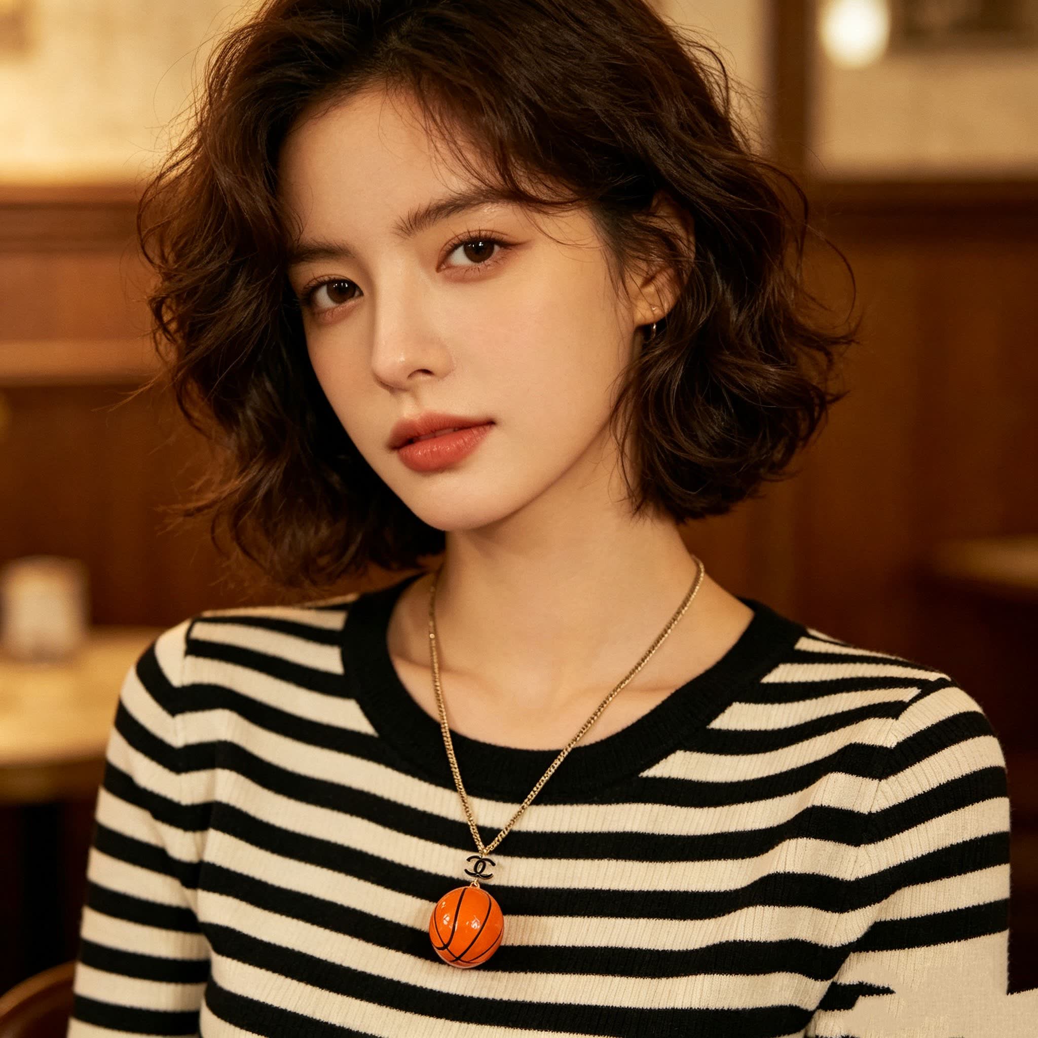 Chanel Basketball Pendant Necklace