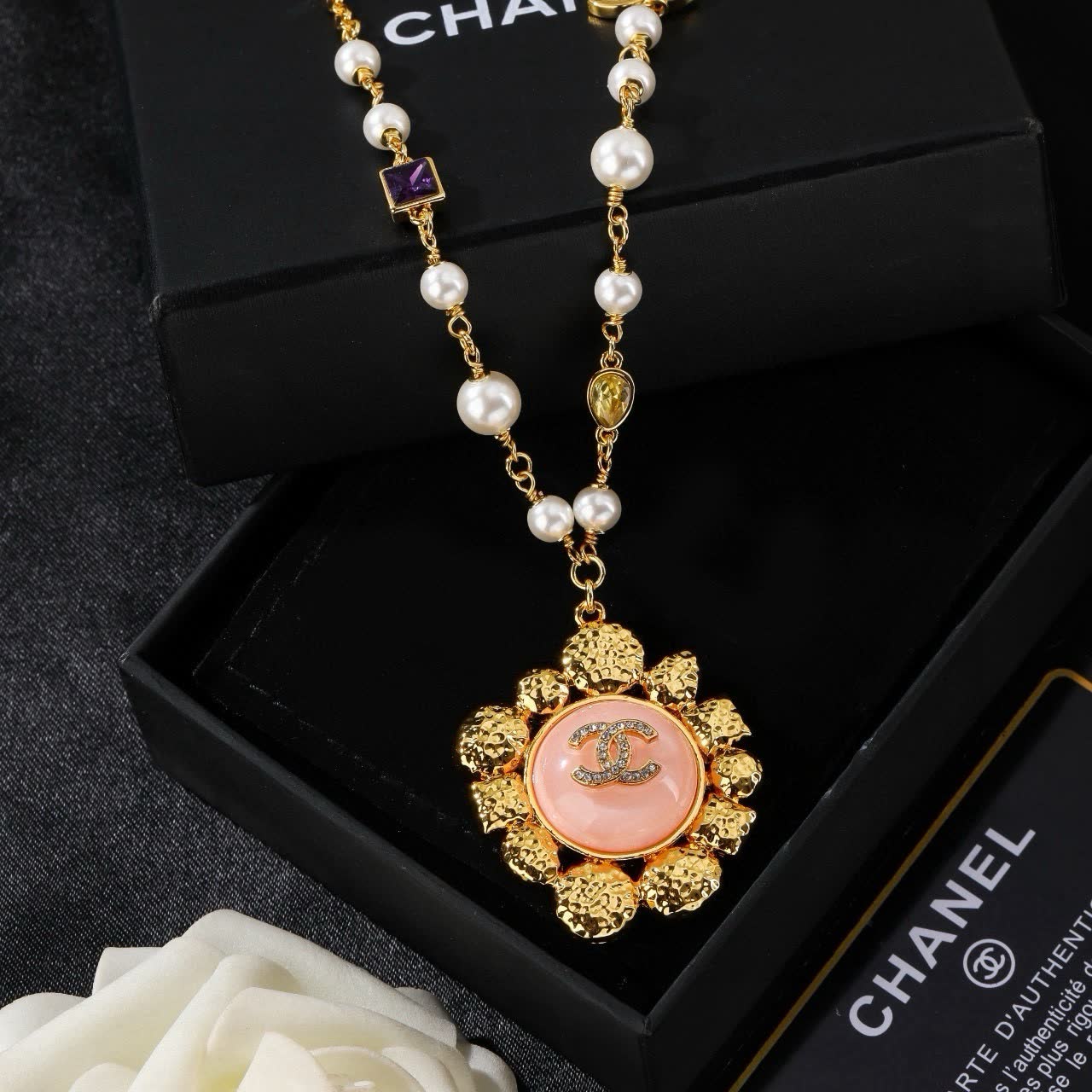 Chanel Multicolored Gemstone and Pearl Necklace