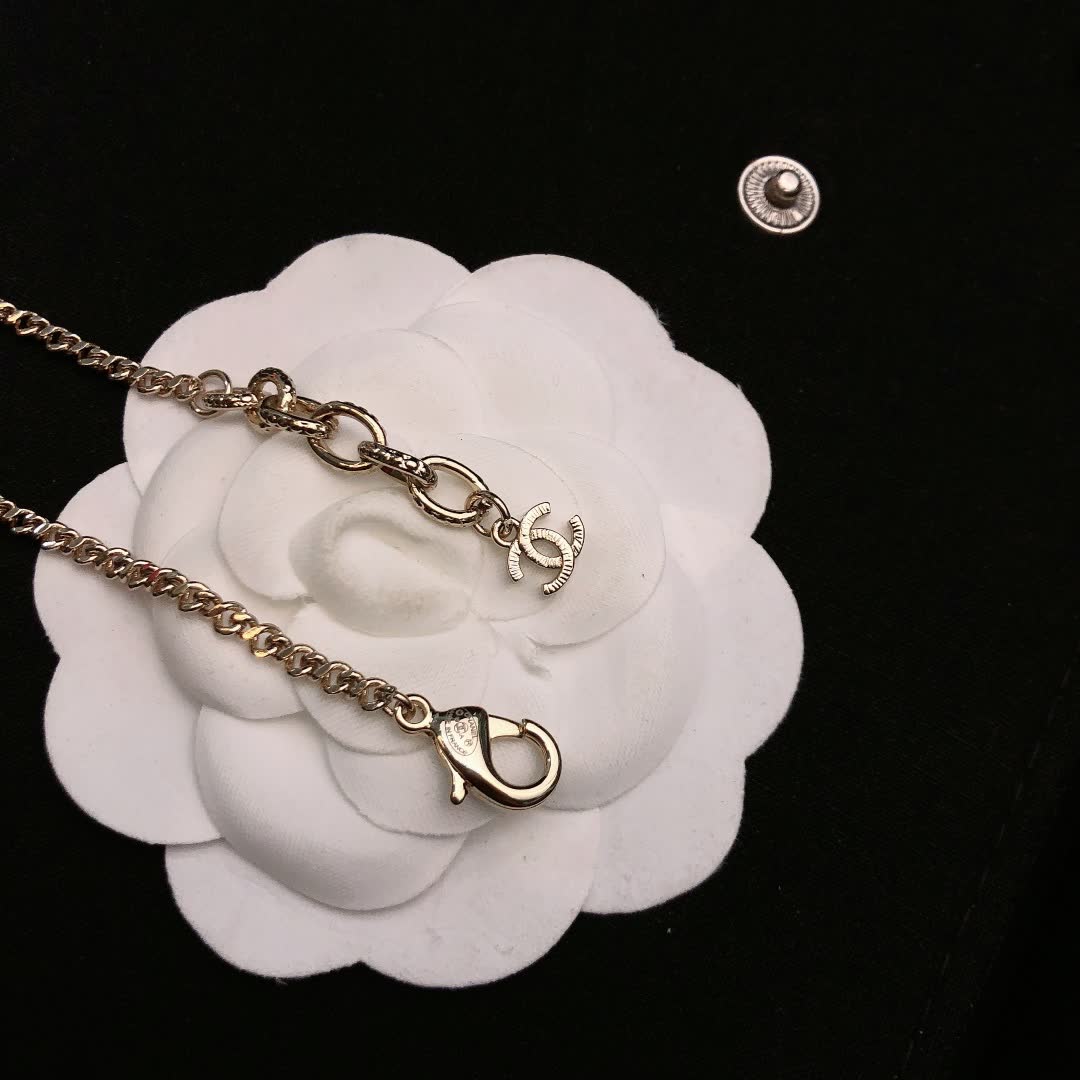 Chanel CC Logo Blue Bead Necklace
