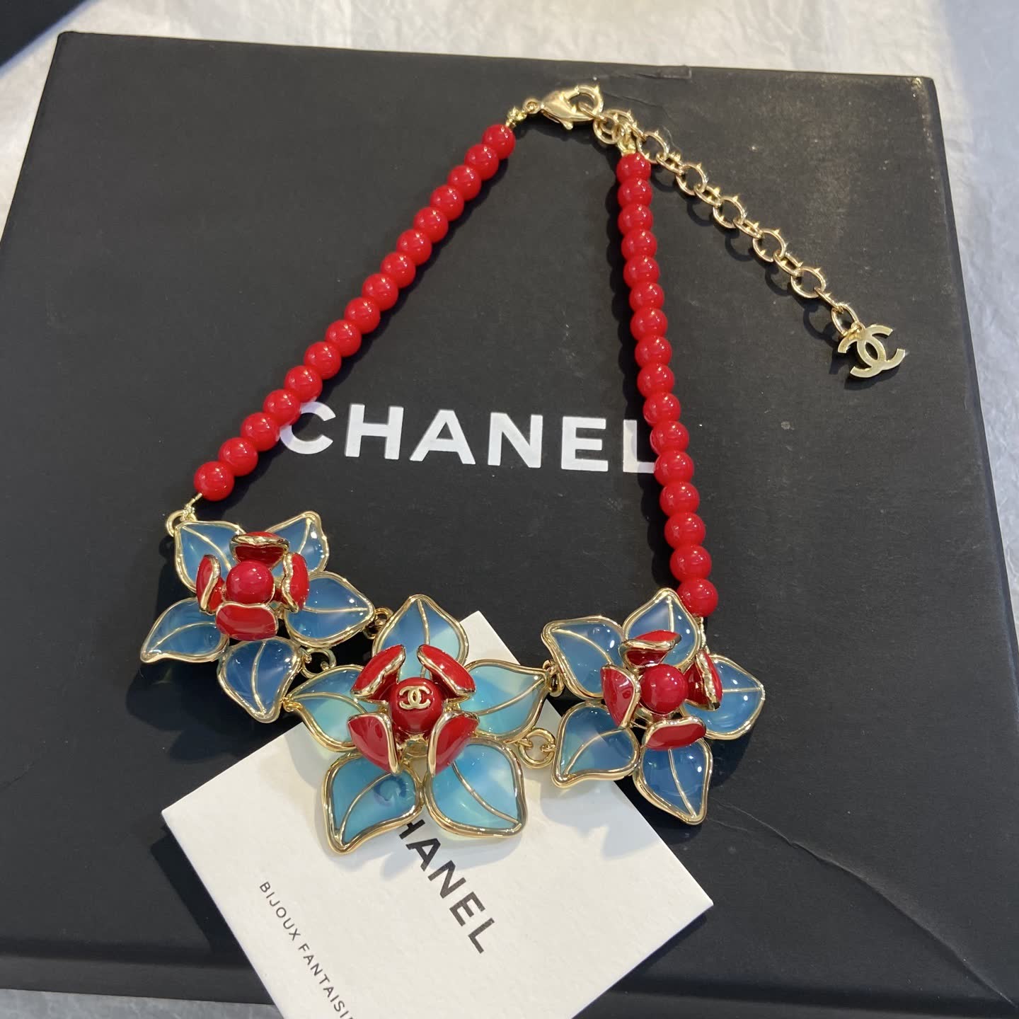 Chanel Beaded Flower Necklace