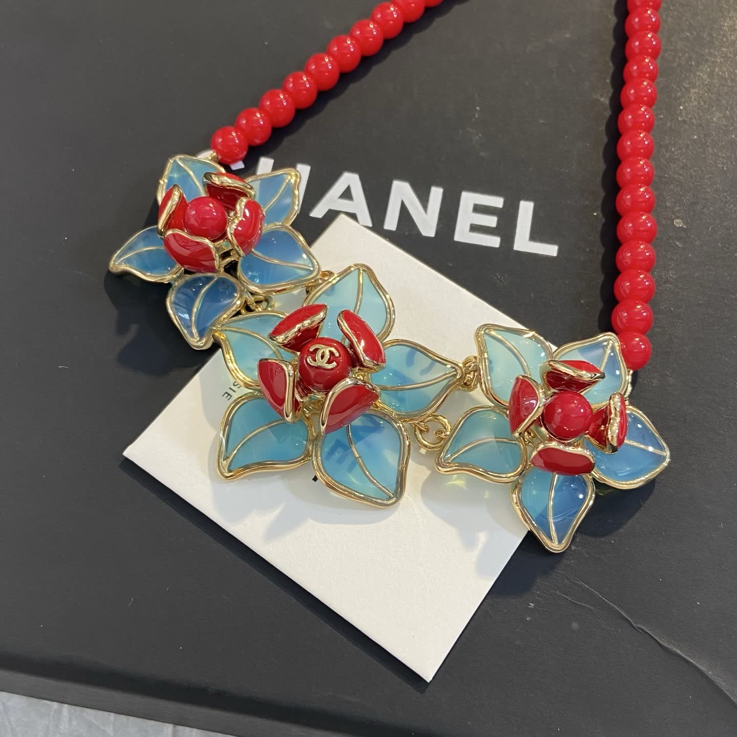 Chanel Beaded Flower Necklace