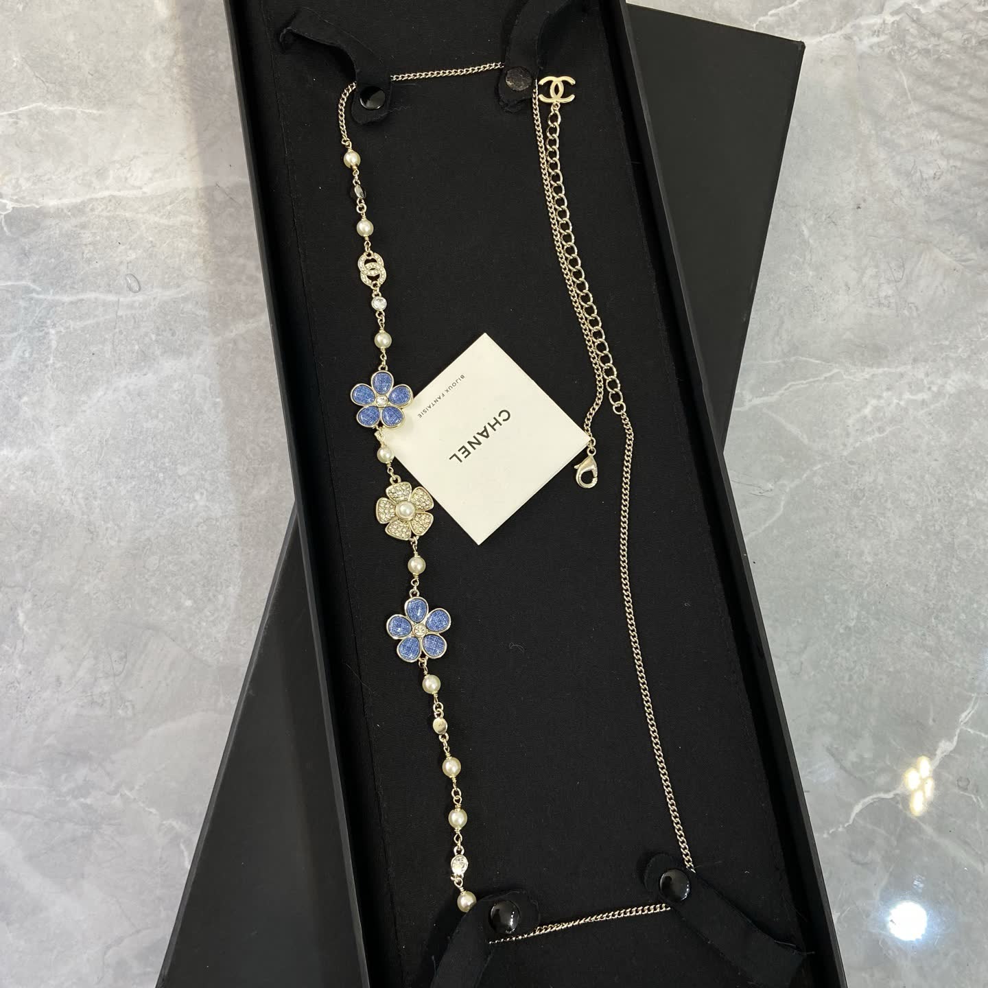 Chanel Blue Flower Necklace Chanel Blue Flower Necklace