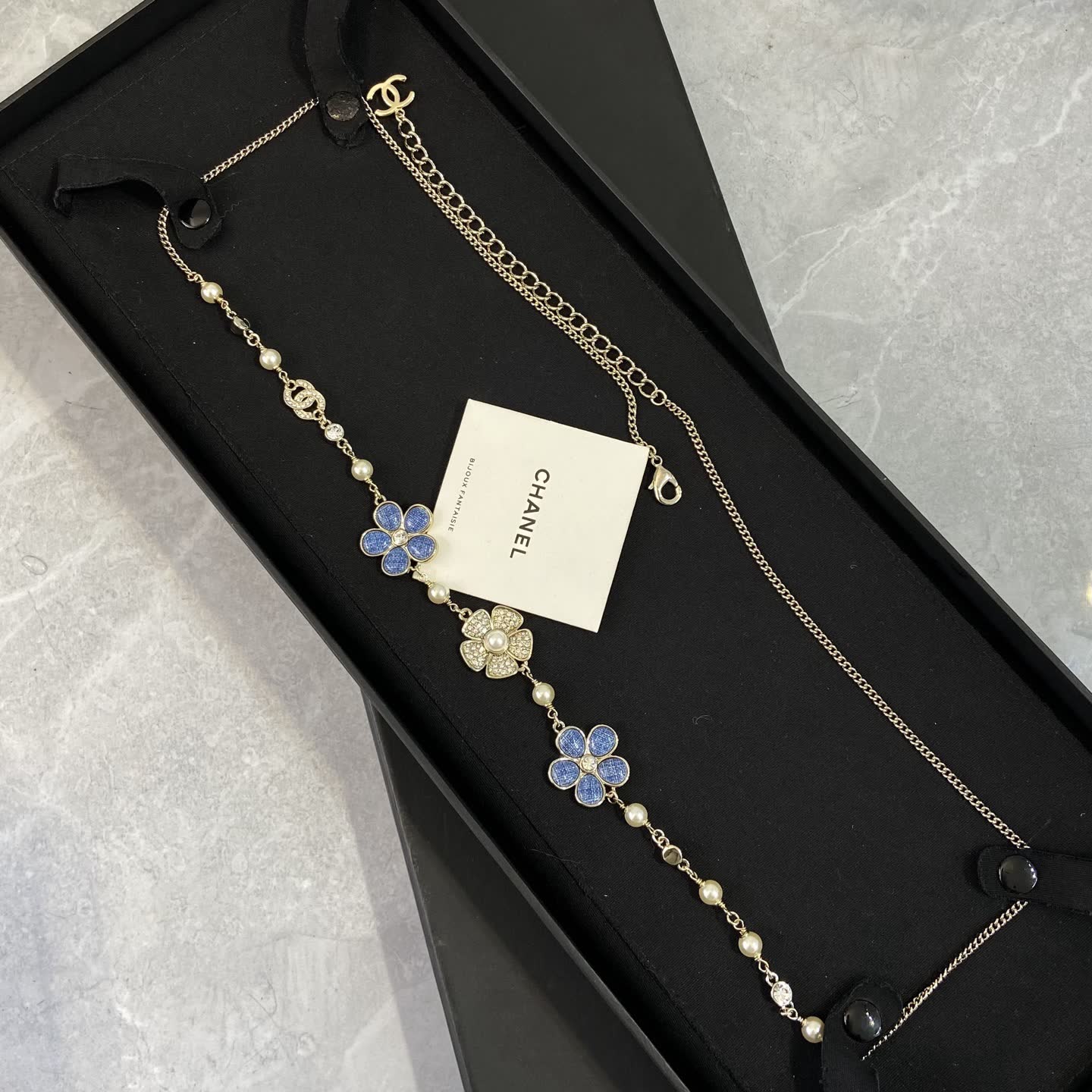 Chanel Blue Flower Necklace