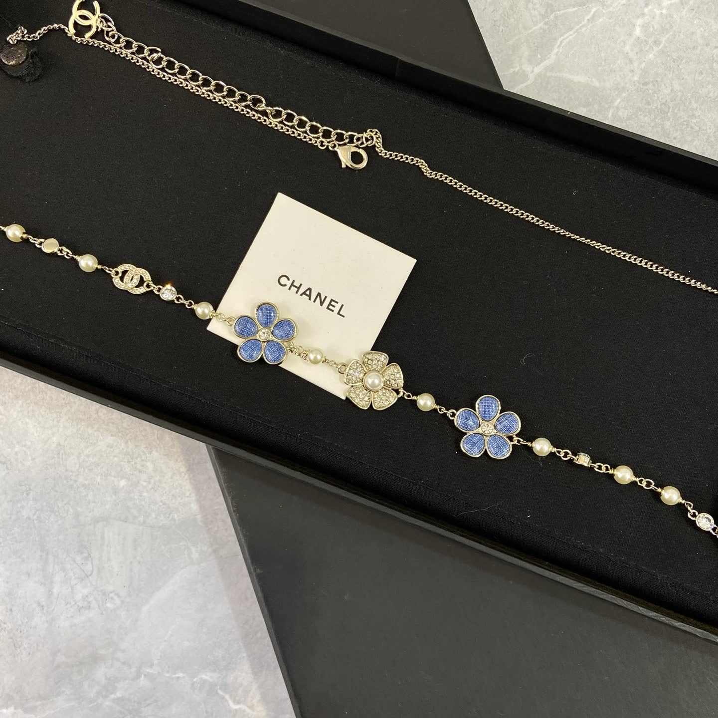 Chanel Blue Flower Necklace