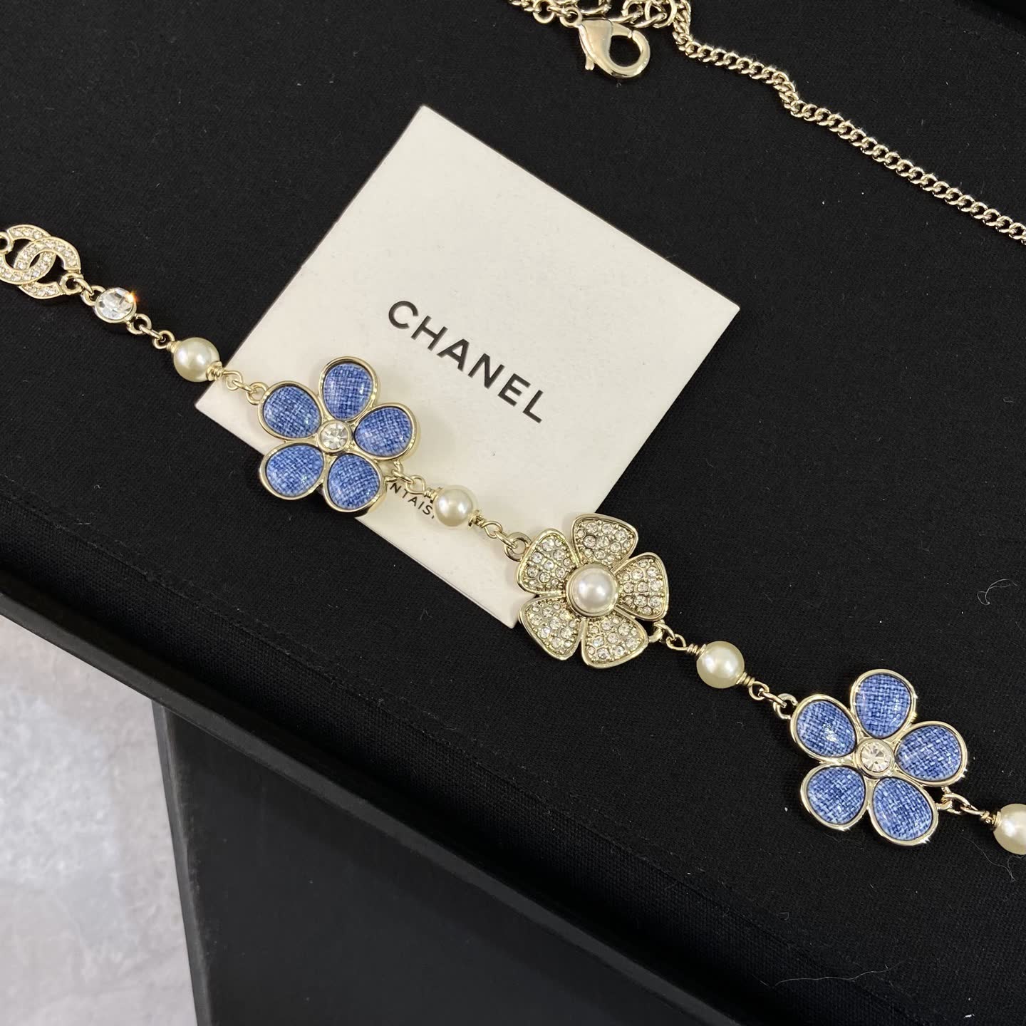 Chanel Blue Flower Necklace