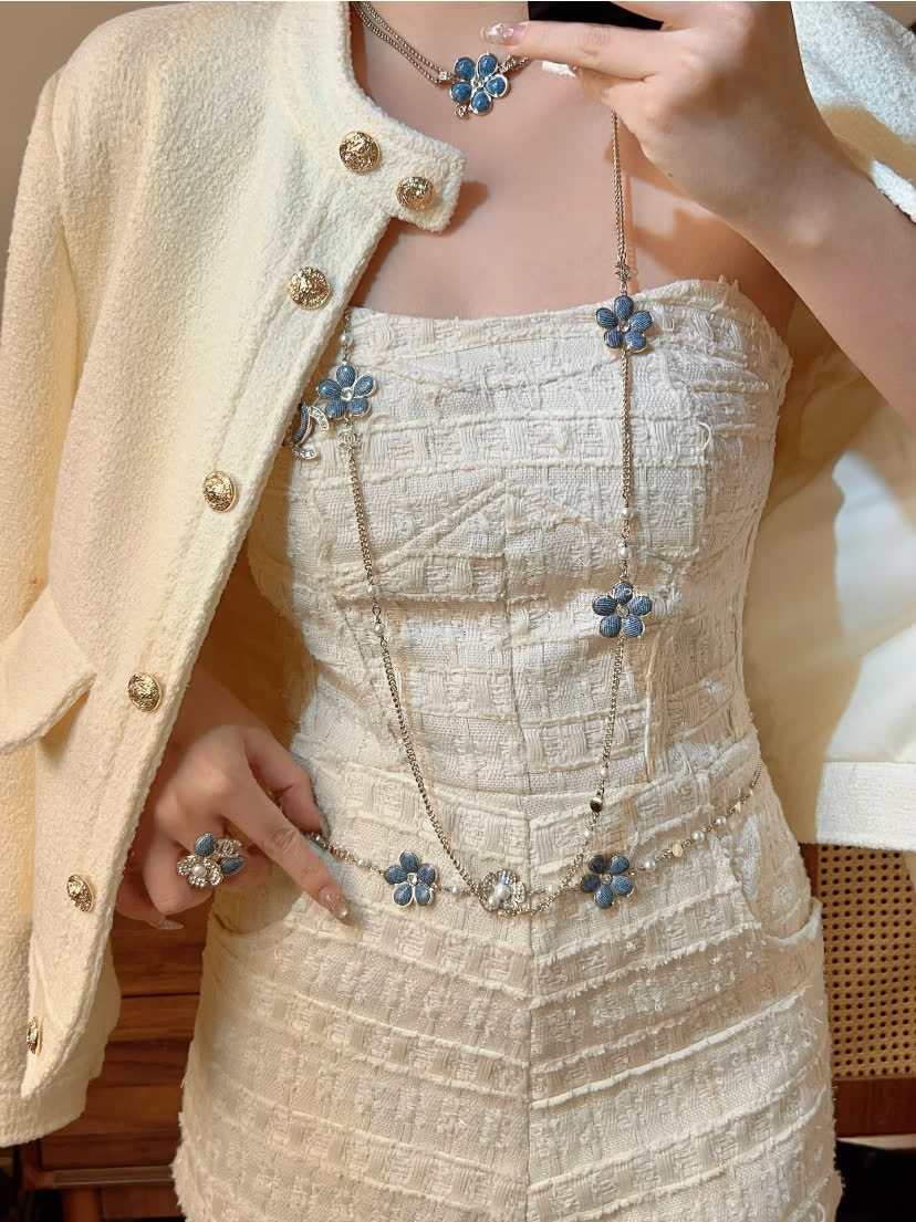 Chanel Blue Flower Necklace