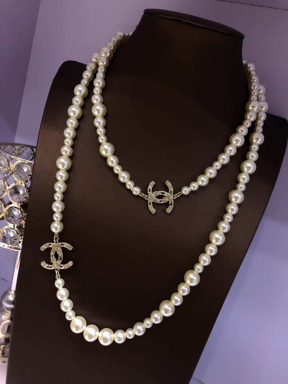 Chanel Pearl Necklace with CC Logo