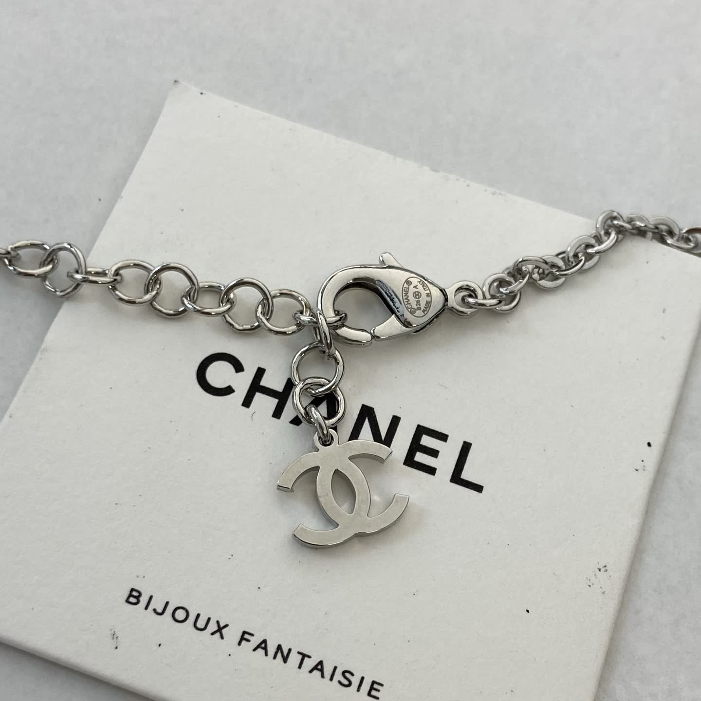 Chanel Double Chain Necklace with Pink and Purple Stones