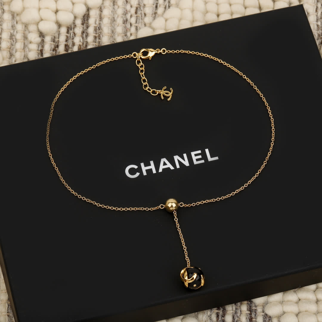 Chanel Anklet with Gold Chain and Black Bead Chanel Anklet with Gold Chain and Black Bead