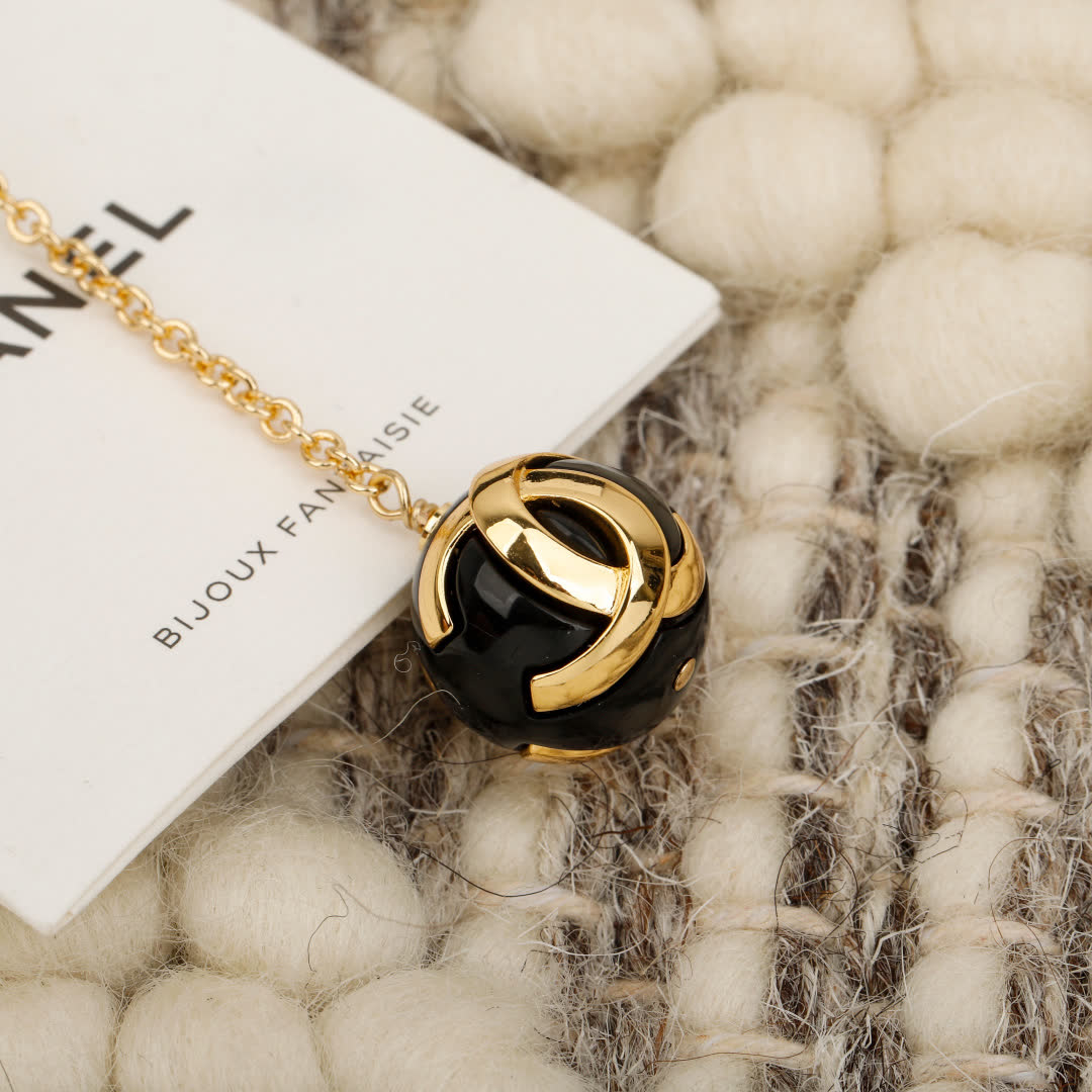 Chanel Anklet with Gold Chain and Black Bead