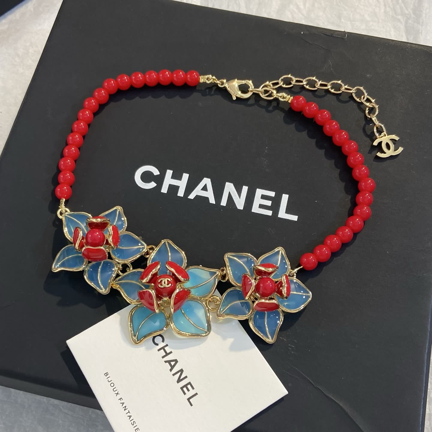 Chanel Beaded Flower Necklace