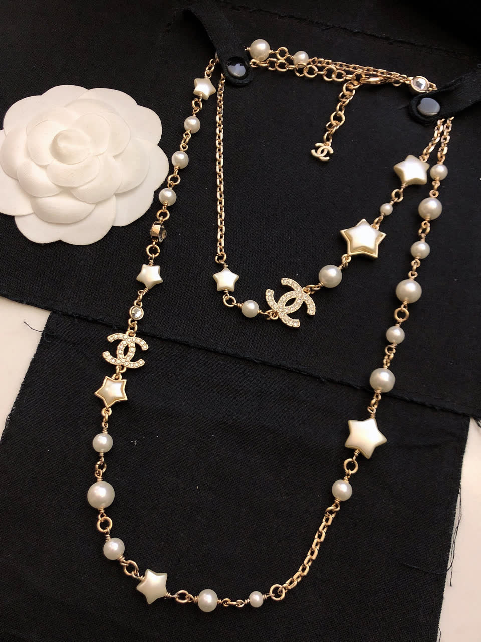 Chanel Pearl and Star Charm Necklace