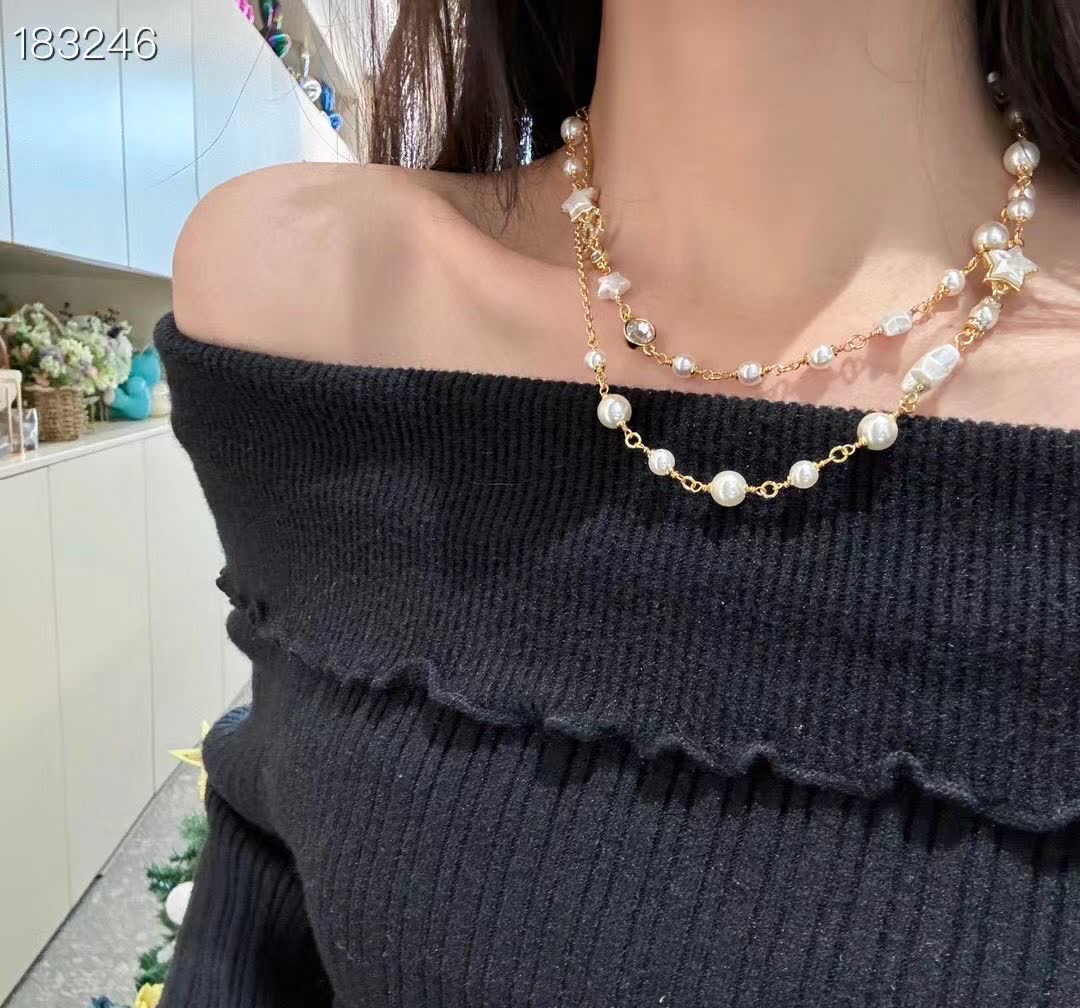 Chanel Pearl and Star Charm Necklace