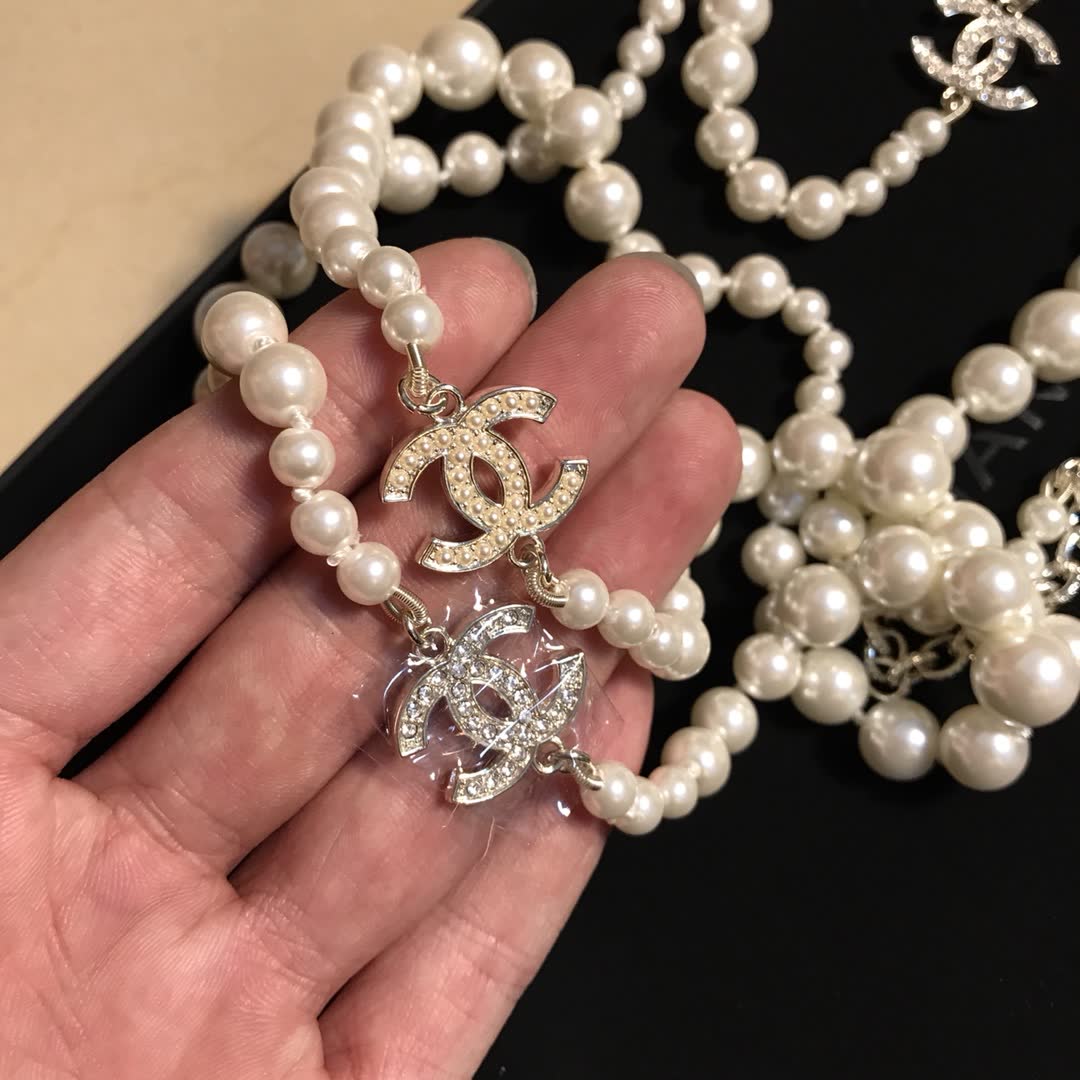 Chanel Pearl Necklace with CC Logo