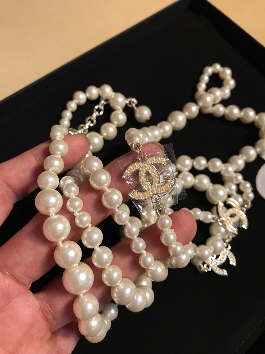 Chanel Pearl Necklace with CC Logo