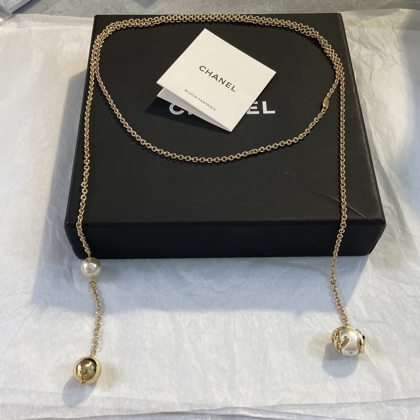 Chanel Pearl and Gold Chain Necklace-XM1244