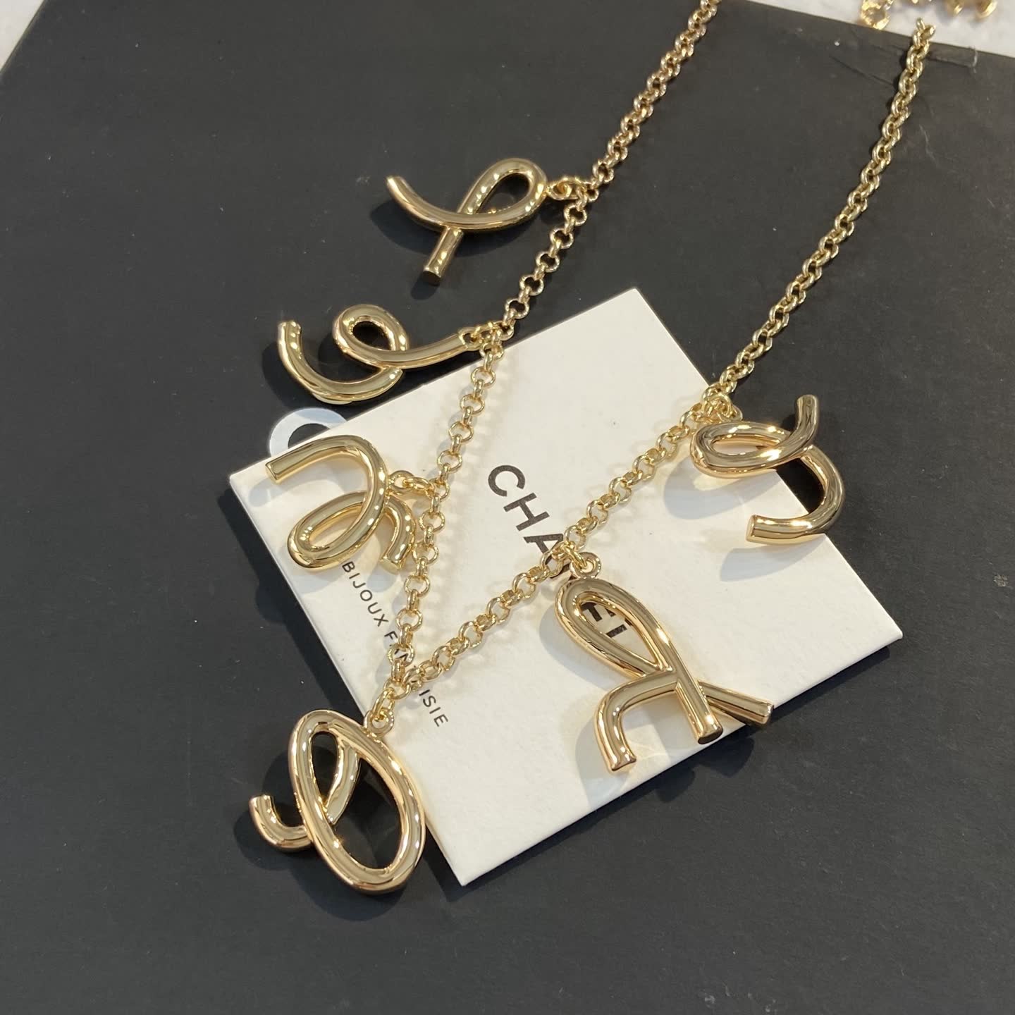 Chanel Necklace - CC Logo with Letter Charms