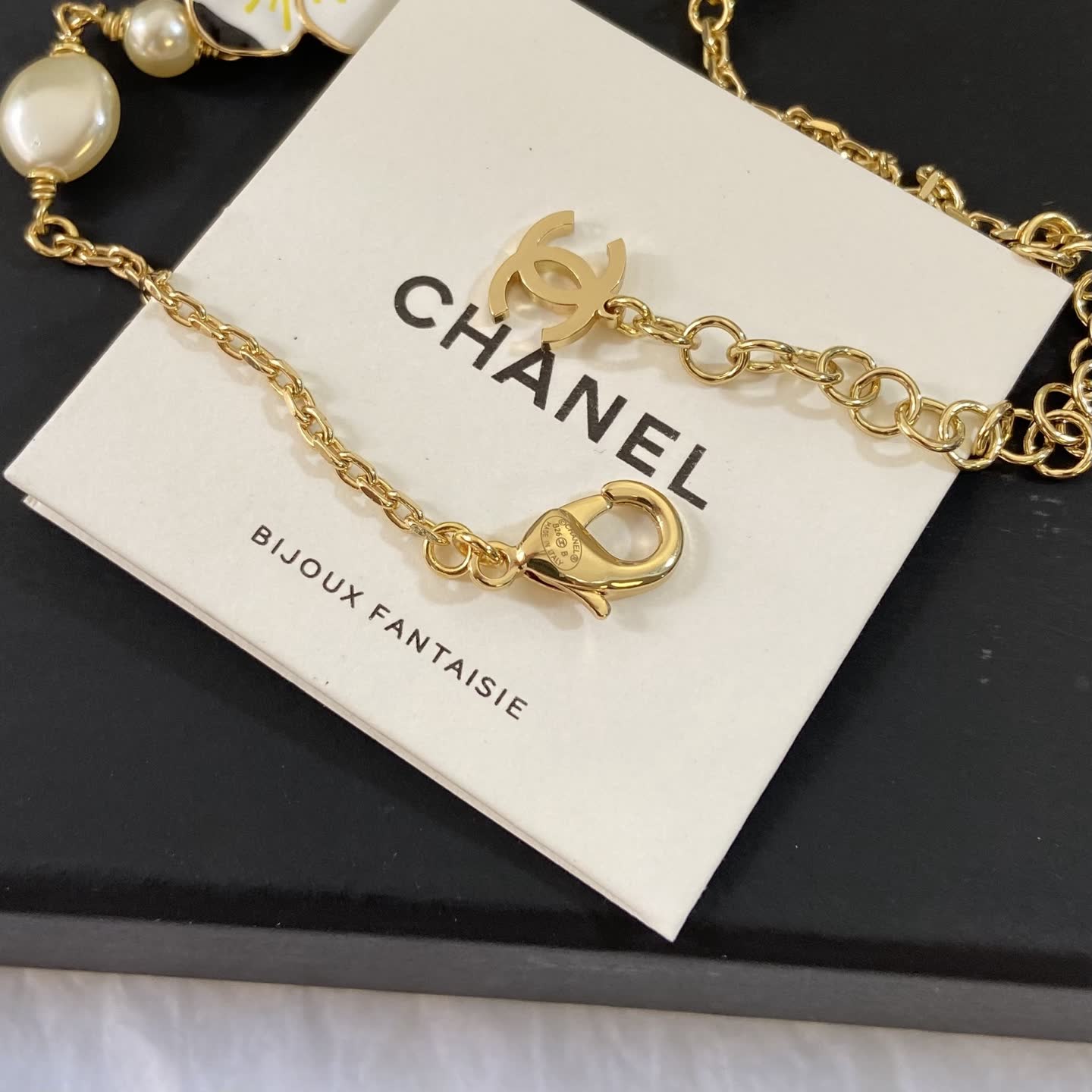 Chanel Pearl and Enamel Flower Necklace