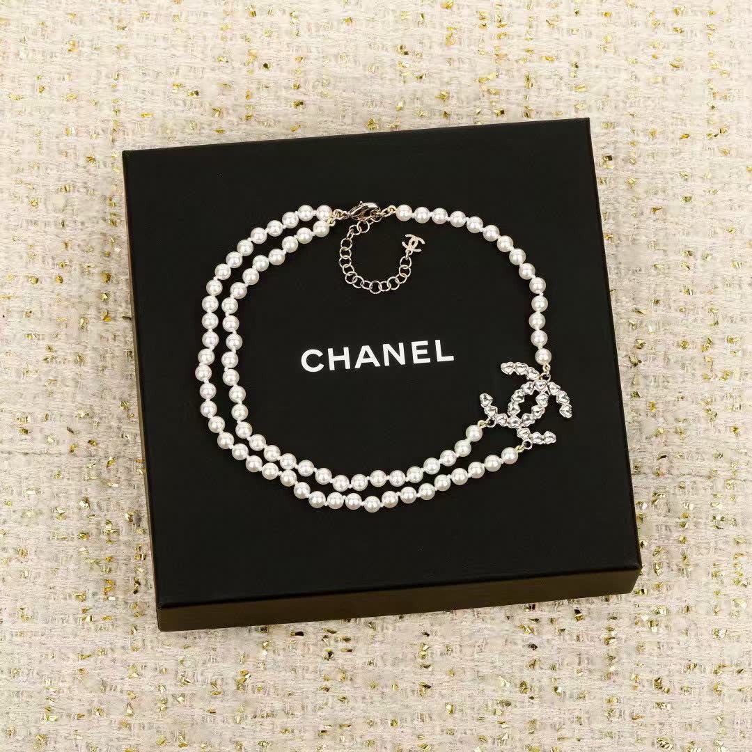 Chanel Pearl Necklace with CC Charm