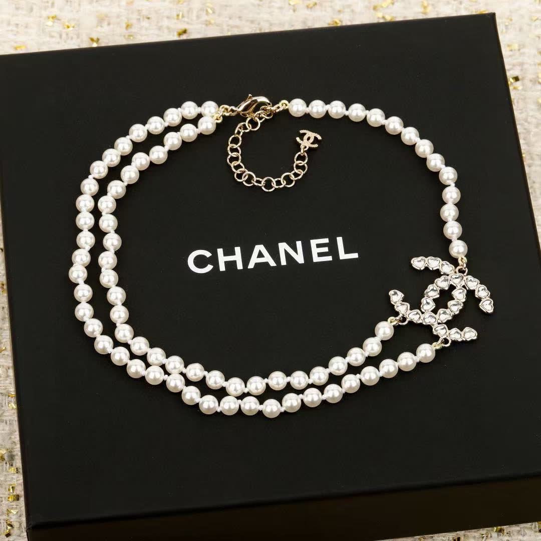 Chanel Pearl Necklace with CC Charm