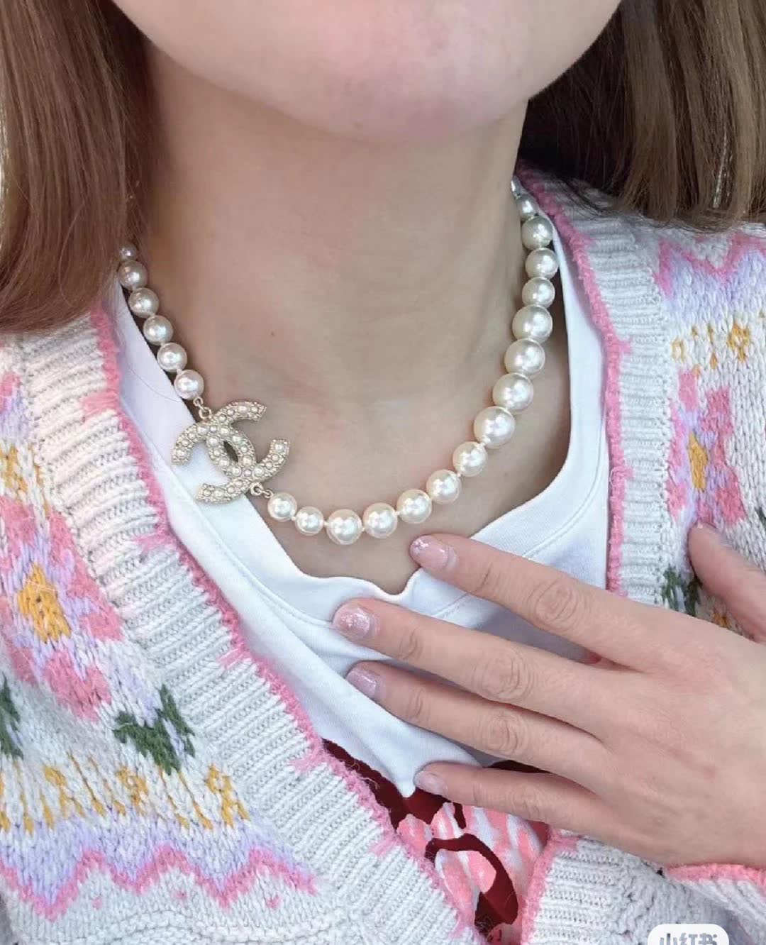 Chanel Pearl Necklace with CC Pendant