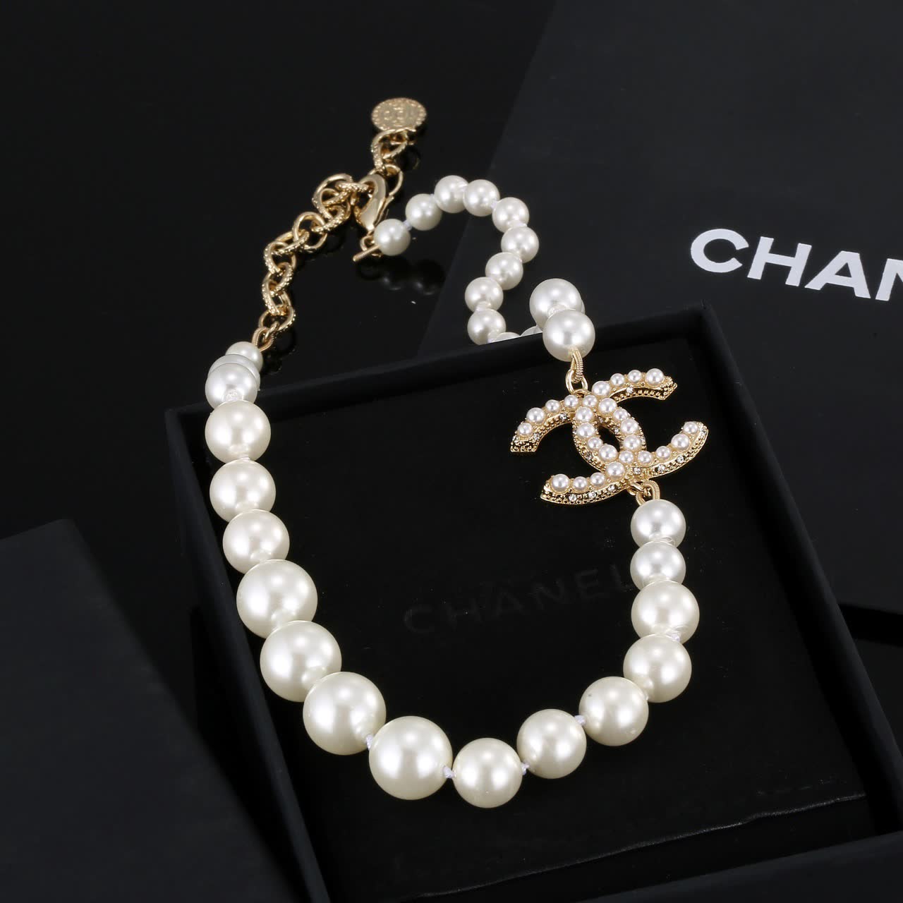 Chanel Pearl Necklace with CC Pendant