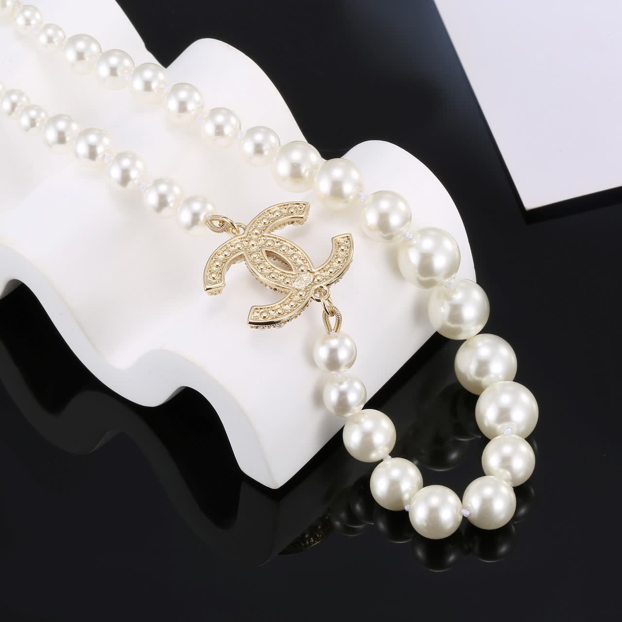 Chanel Pearl Necklace with CC Pendant
