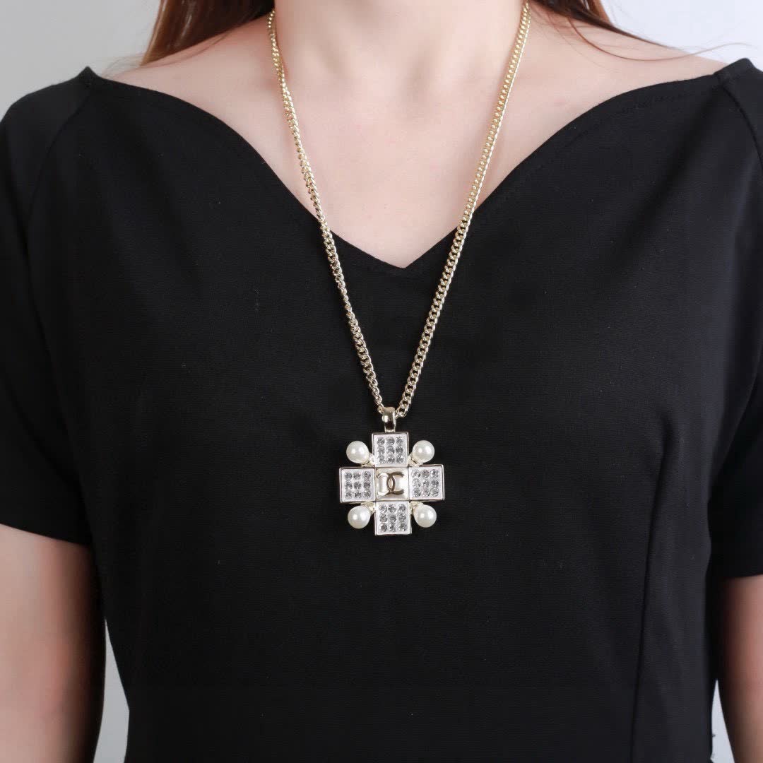 Chanel CC Crystal and Pearl Necklace