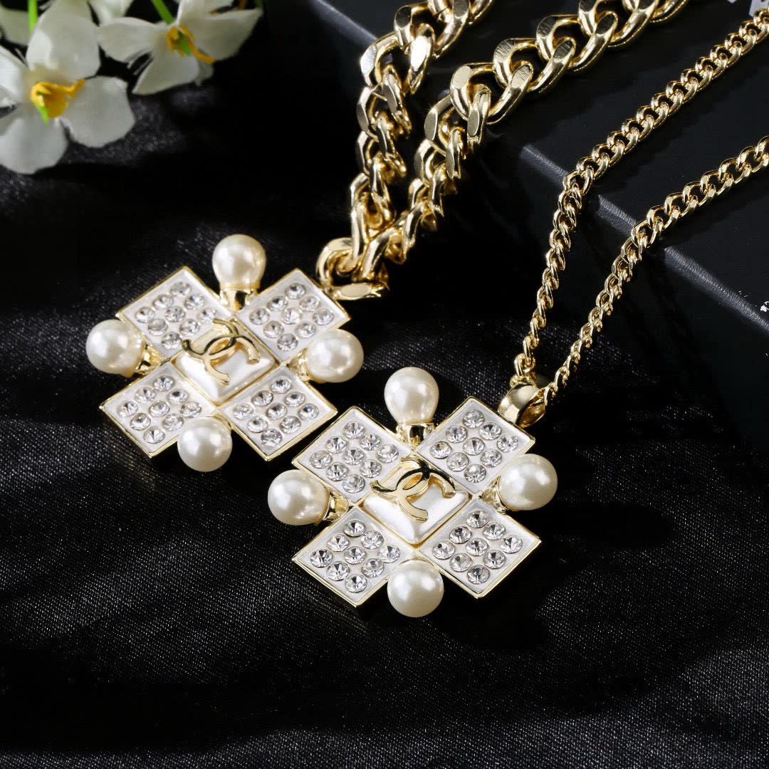 Chanel CC Crystal and Pearl Necklace
