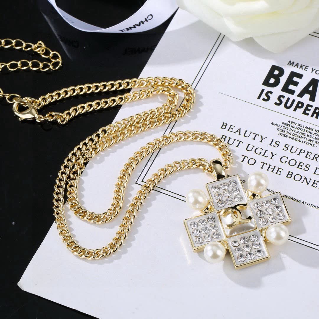 Chanel CC Crystal and Pearl Necklace